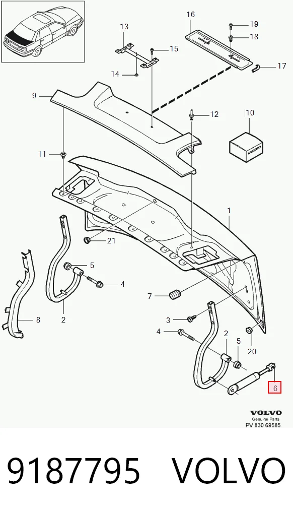 9187795 Volvo Амортизатор крышки багажника