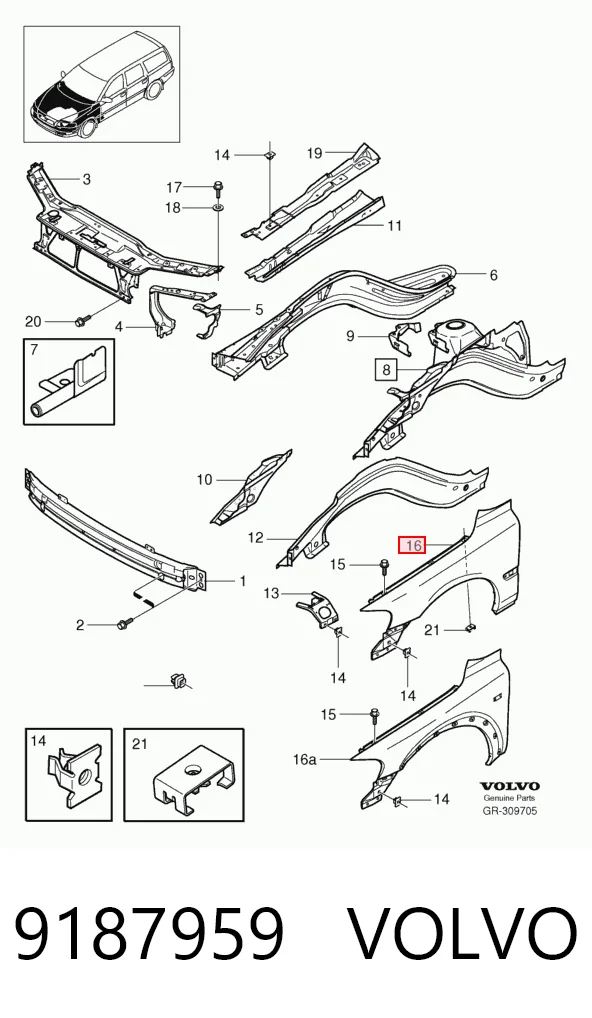 Боковая часть передняя правая Volvo S60 I седан (RS, RH) (2000 - 2010) цена, от 110.43 USD