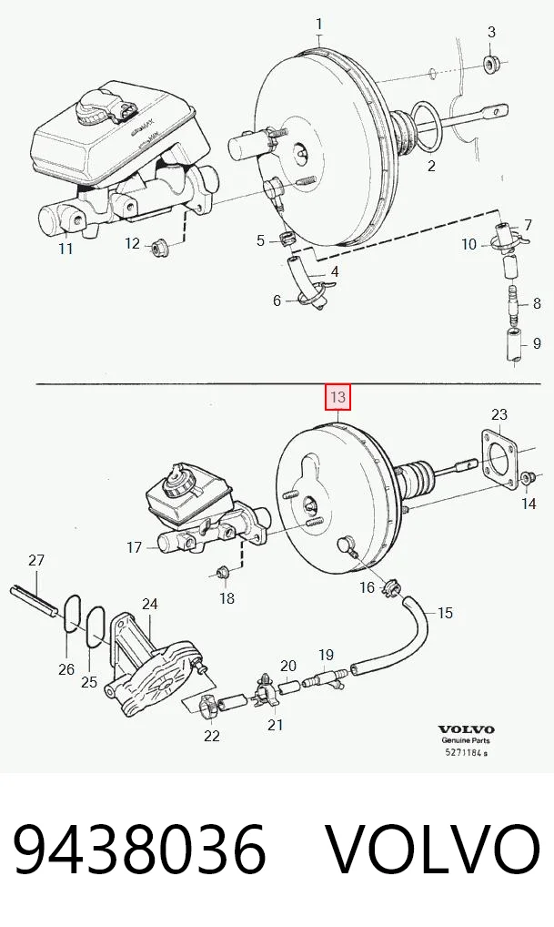 Усилитель тормоза вакуумный на Volvo 850  LS
