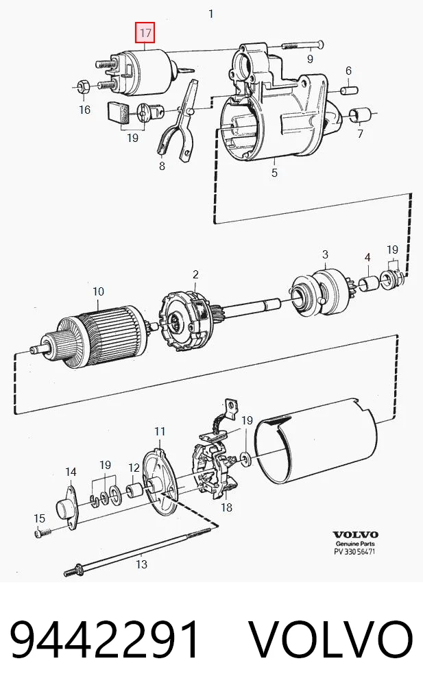 9442291 Volvo Тяговое реле стартера