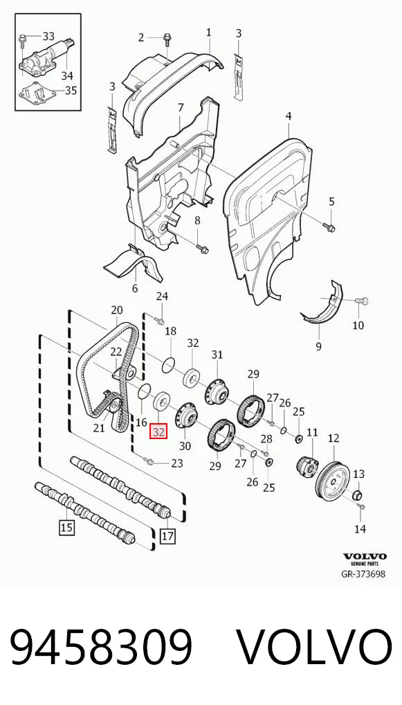 9458309 Volvo Сальник двигателя, распредвала