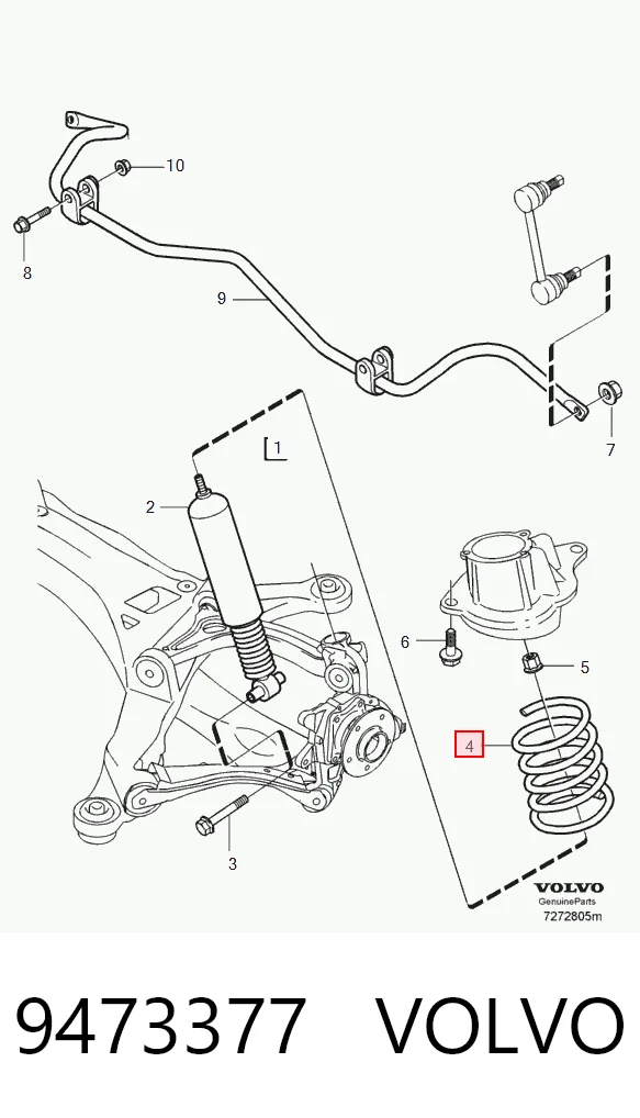  Задняя пружина Volvo XC70 2