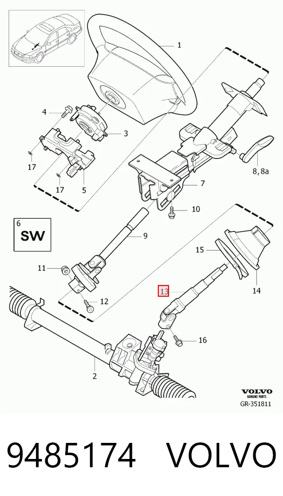 9485174 Volvo Управление рулевое в сборе