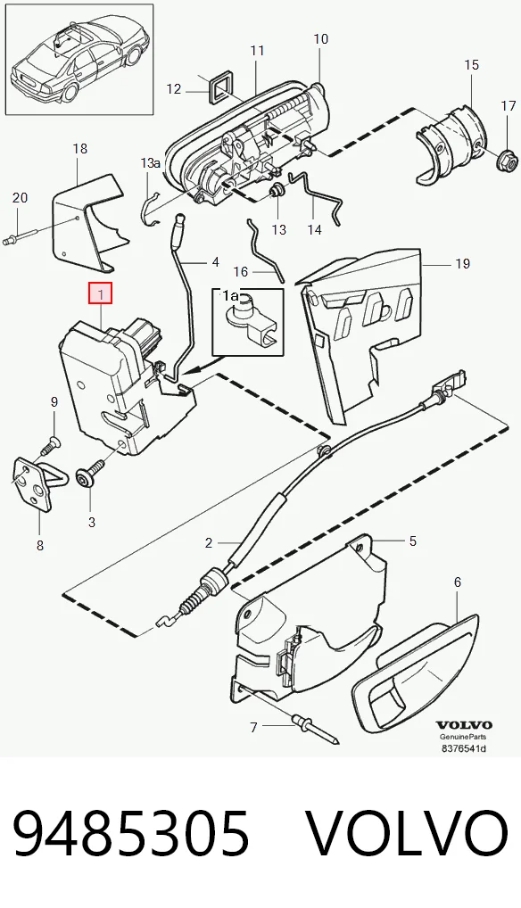  Замок передней правой двери Volvo S80 1