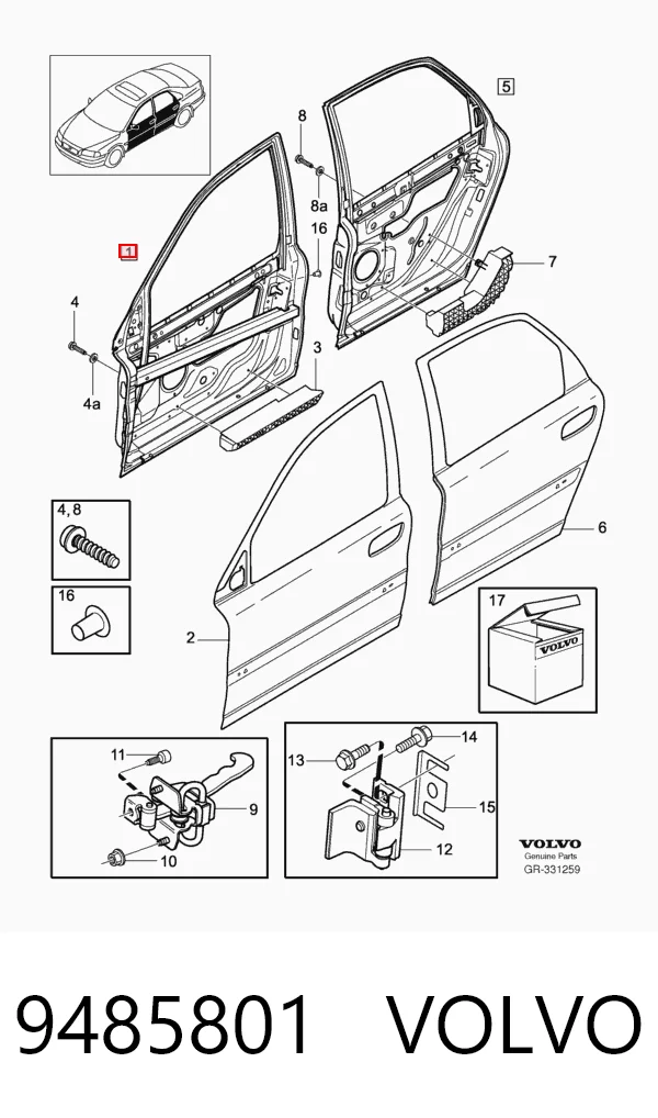 Дверь передняя правая на Volvo S80 I TS, TH, KV