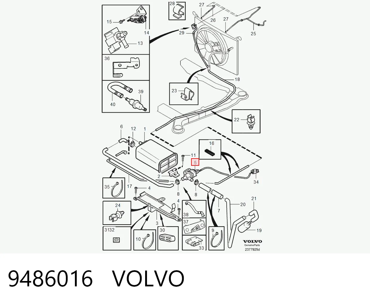 9486016 Volvo Клапан вентиляции газов топливного бака