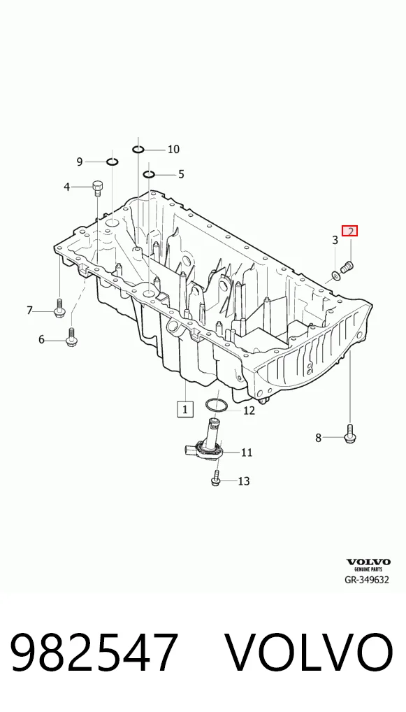 982547 Volvo Пробка поддона двигателя