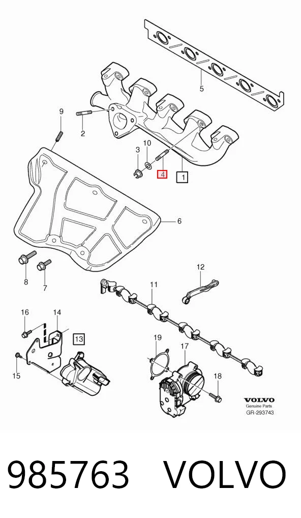 985763 Volvo Шпилька выпускного коллектора