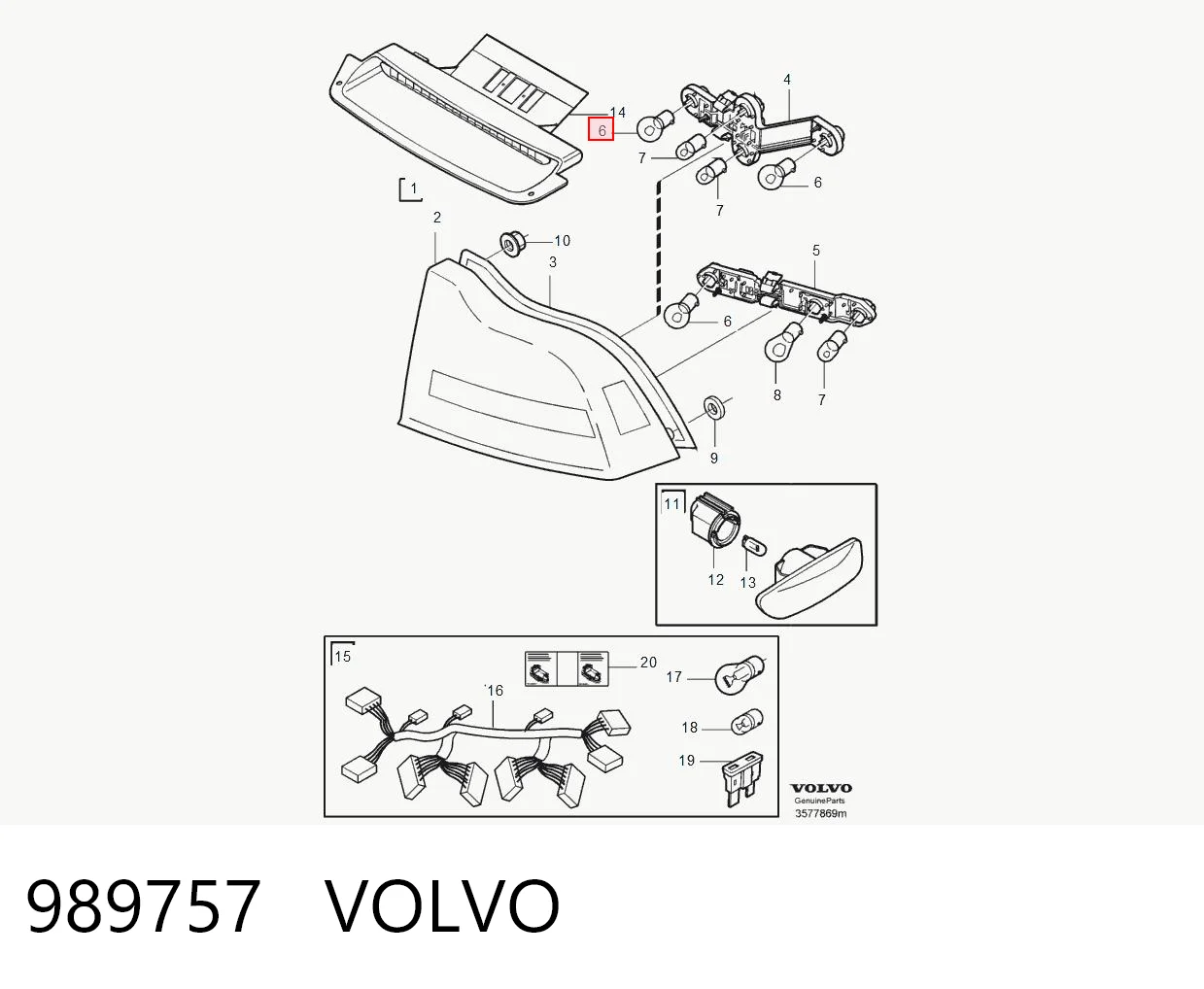 989757 Volvo Лампа
