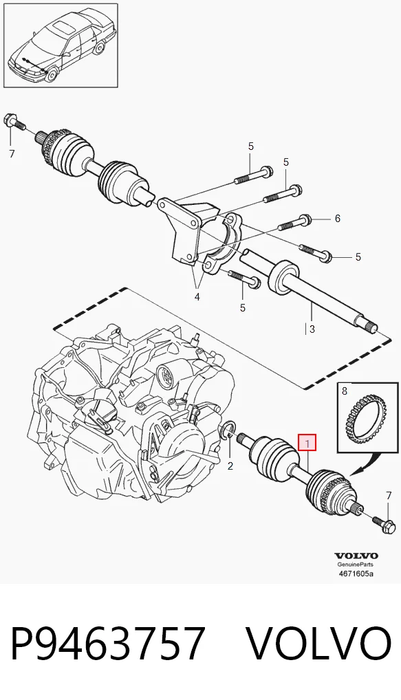 BB1357 Posterparts Полуось передняя левая