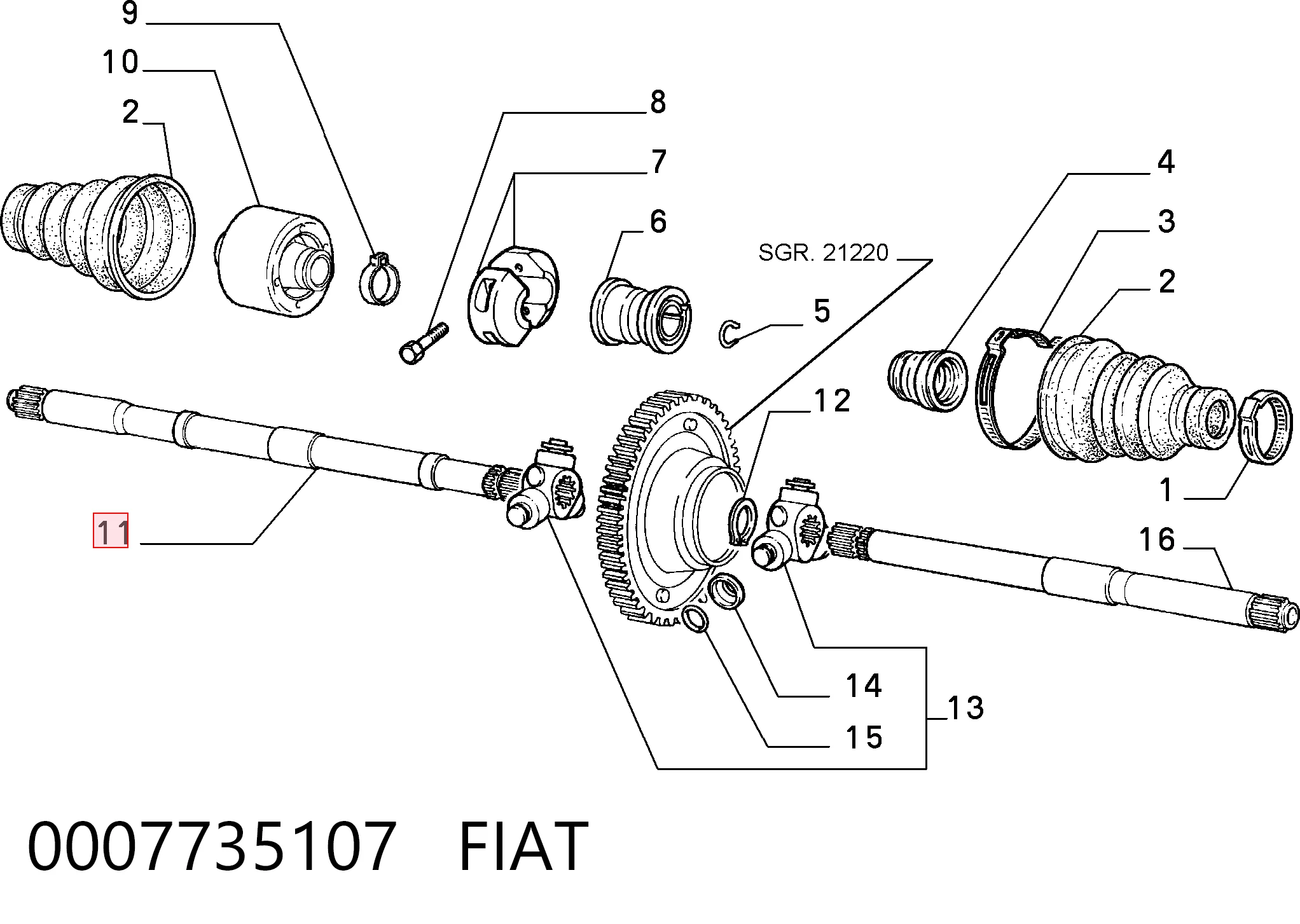 Полуось передняя, правая на Fiat Brava  182