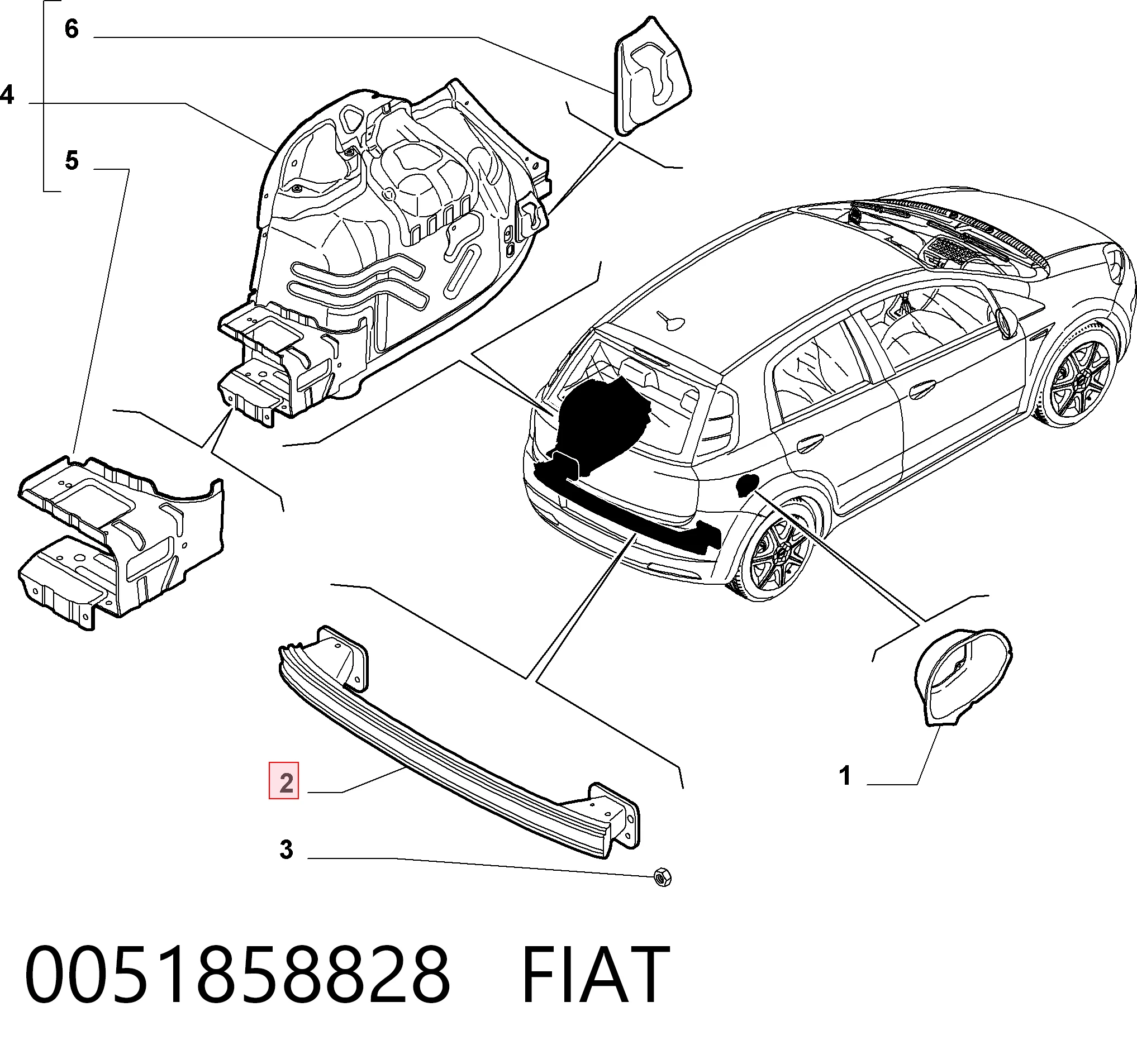 Балка бампера заднего Fiat Punto GRAND хэтчбек (199) (2005 - 2018) цена, от 50.77 USD
