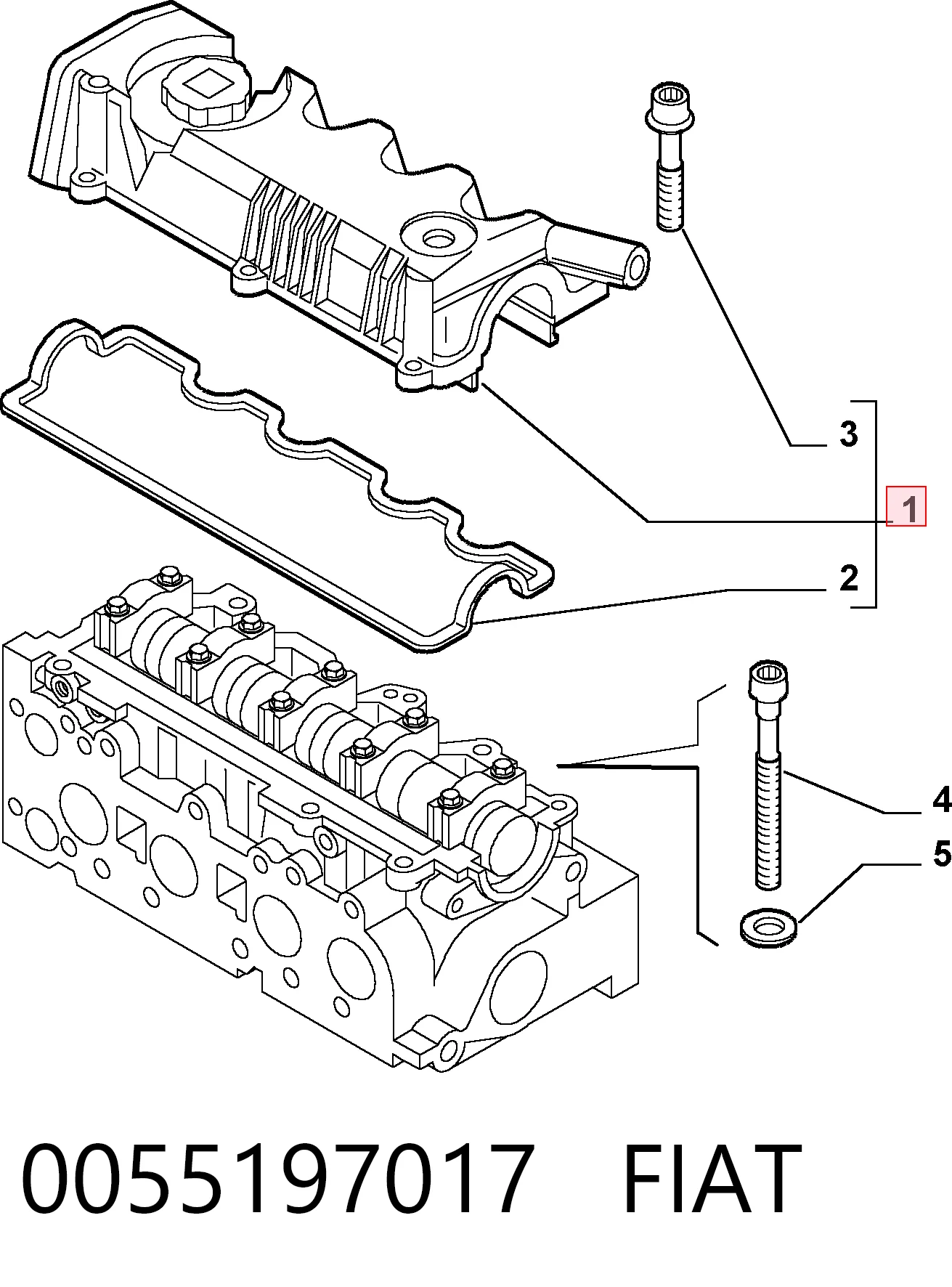 0055197017 Fiat/Alfa/Lancia Крышка двигателя