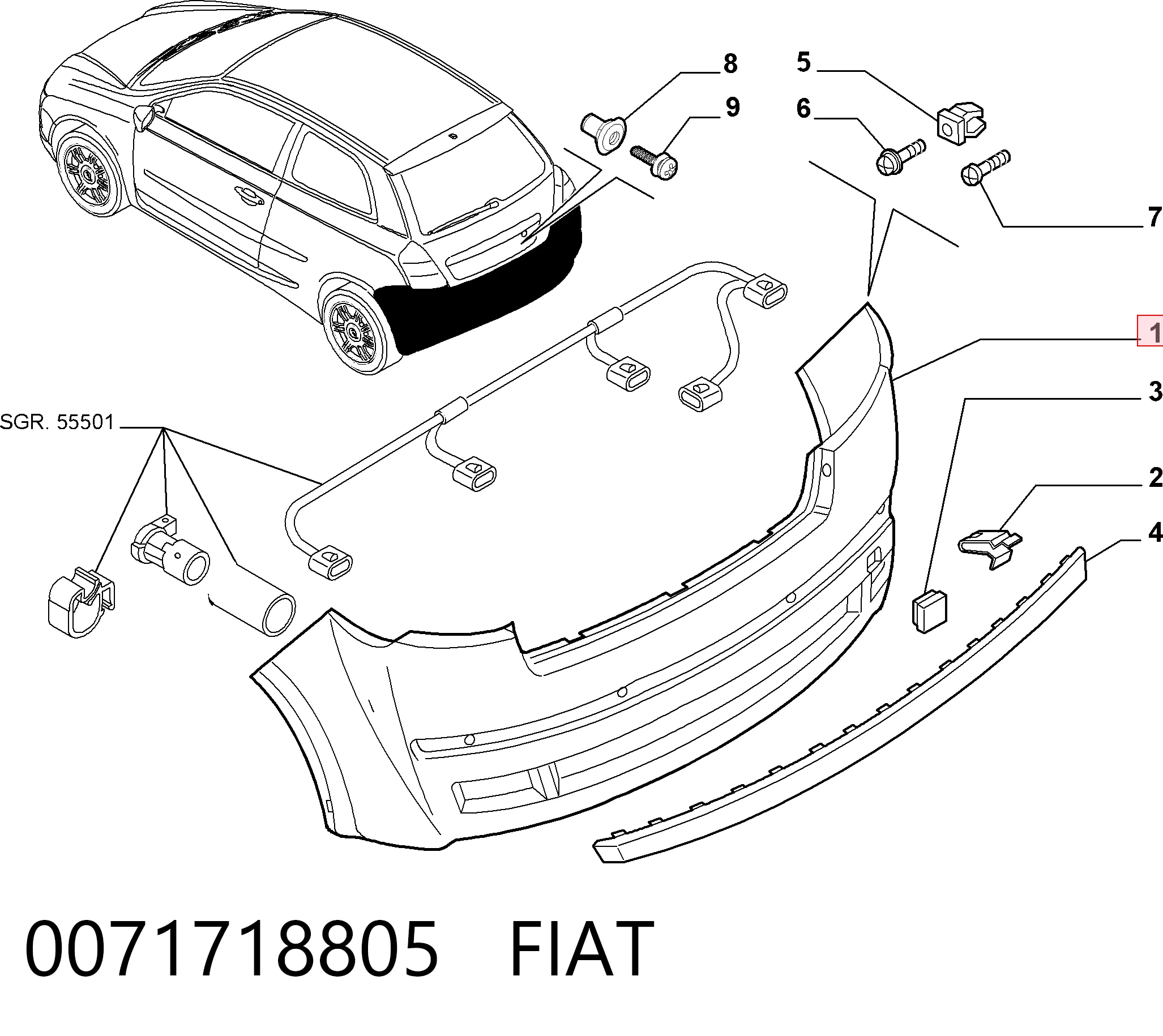 Задний бампер на Fiat Stilo  192