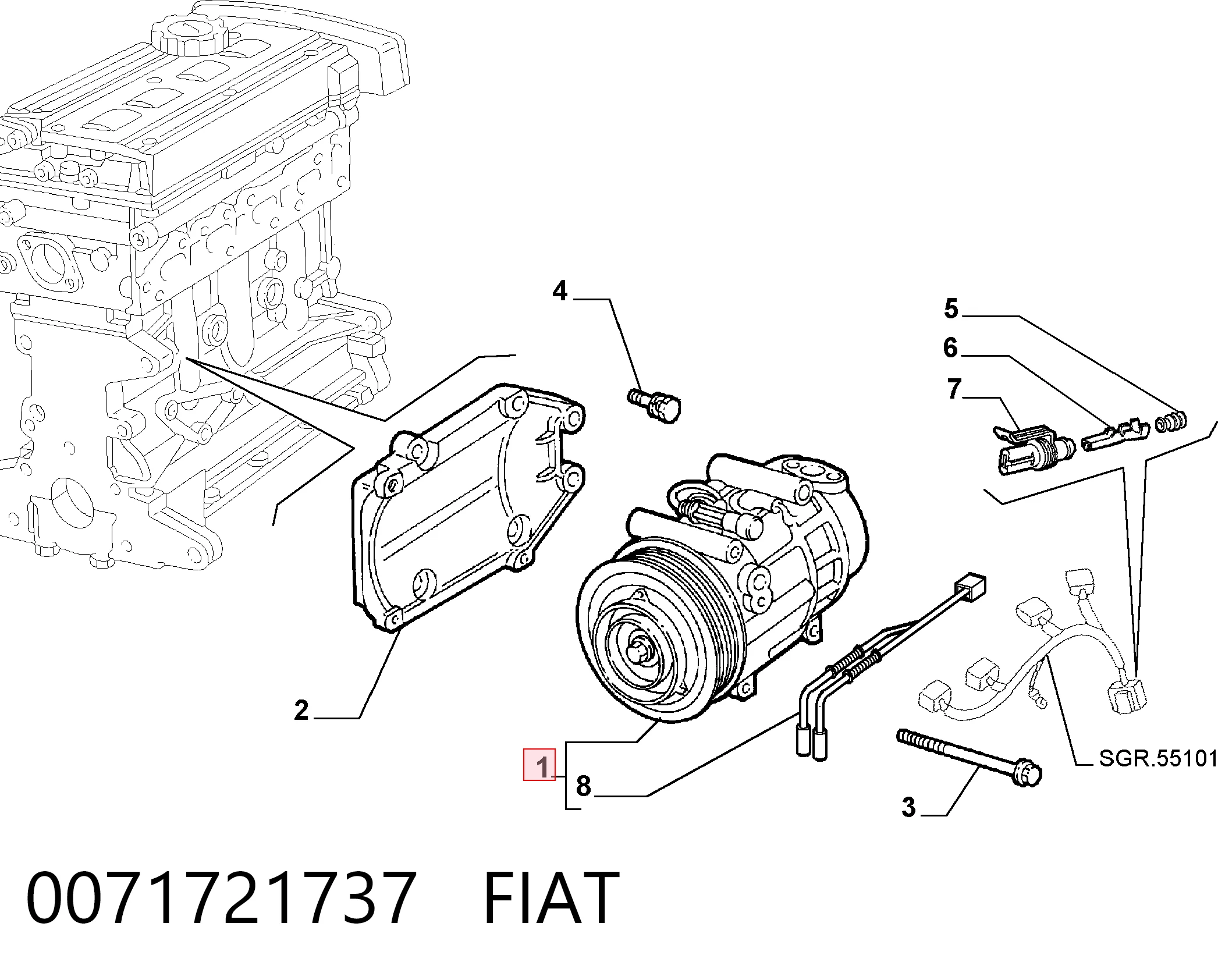 Компрессор хладагента на Fiat Doblo I 223
