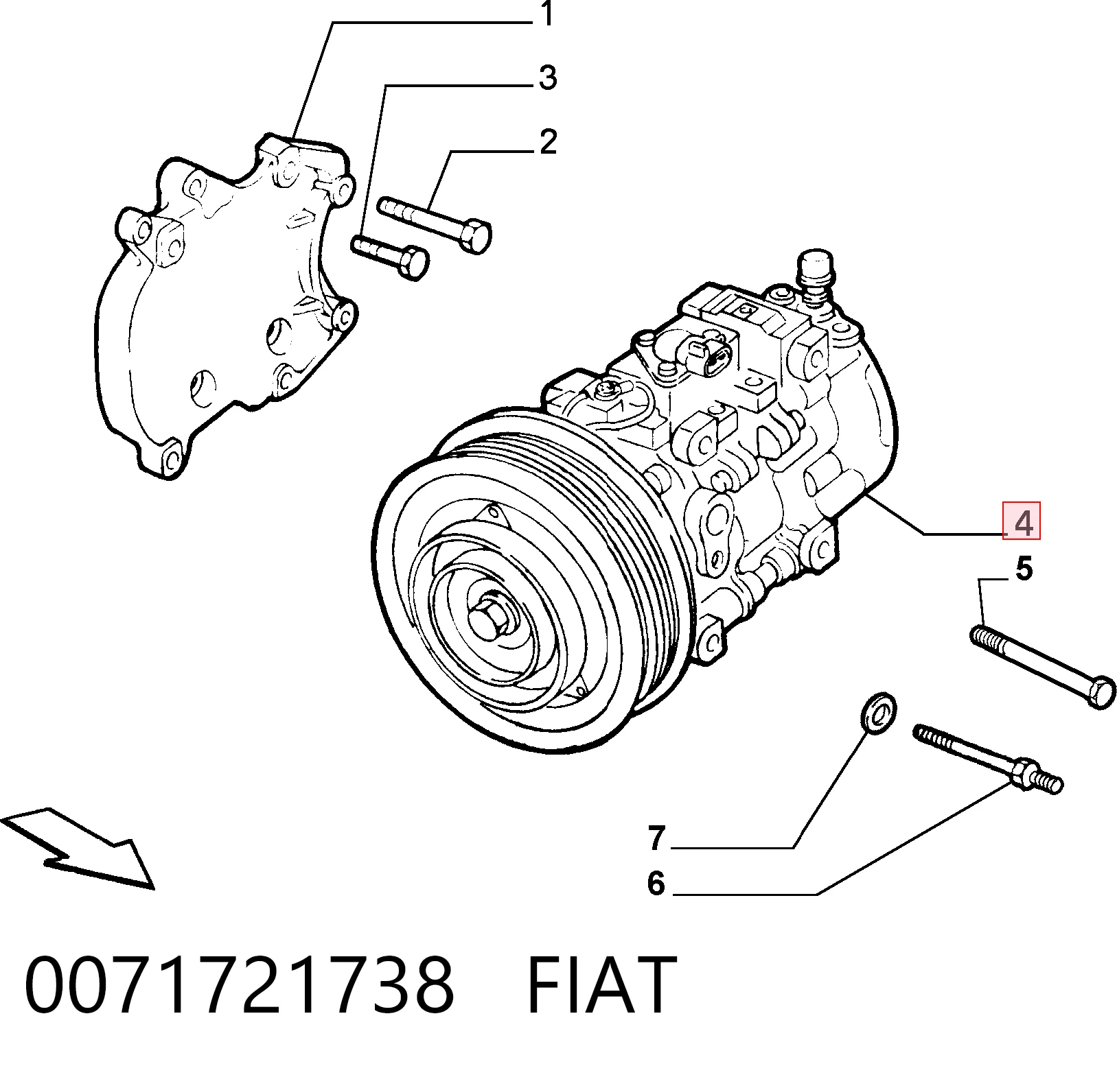 Компрессор системы кондиционирования Fiat Doblo I фургон (223) (2001 - 2010) цена, от 80.60 USD