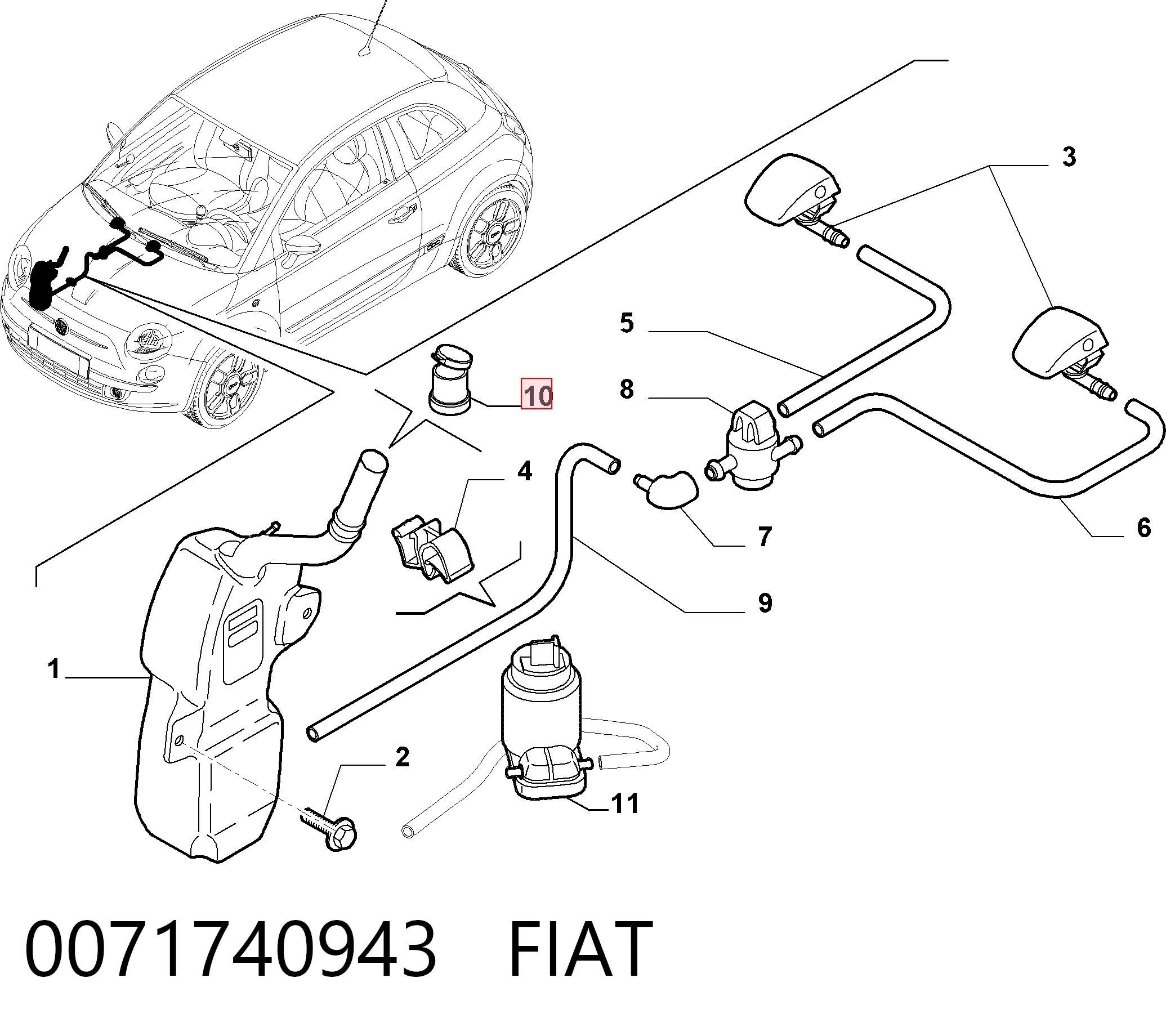 Крышка бака омывателя Fiat Doblo II фургон (263) (2010 - 2022) цена, от 3.03 USD