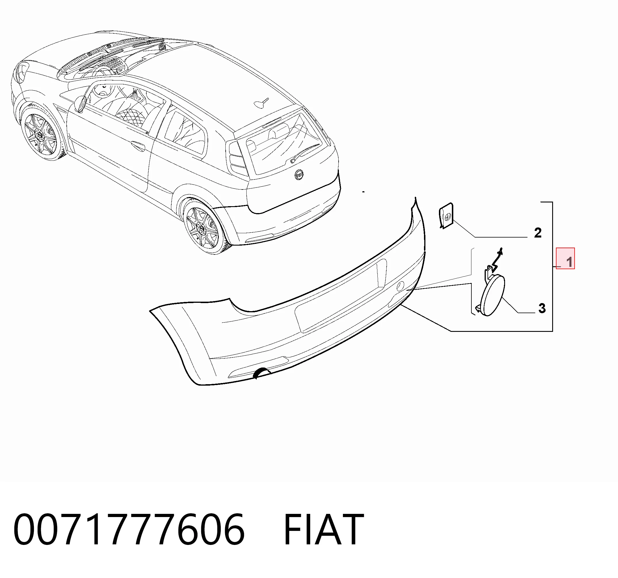 Задний бампер на Fiat Punto GRAND 199