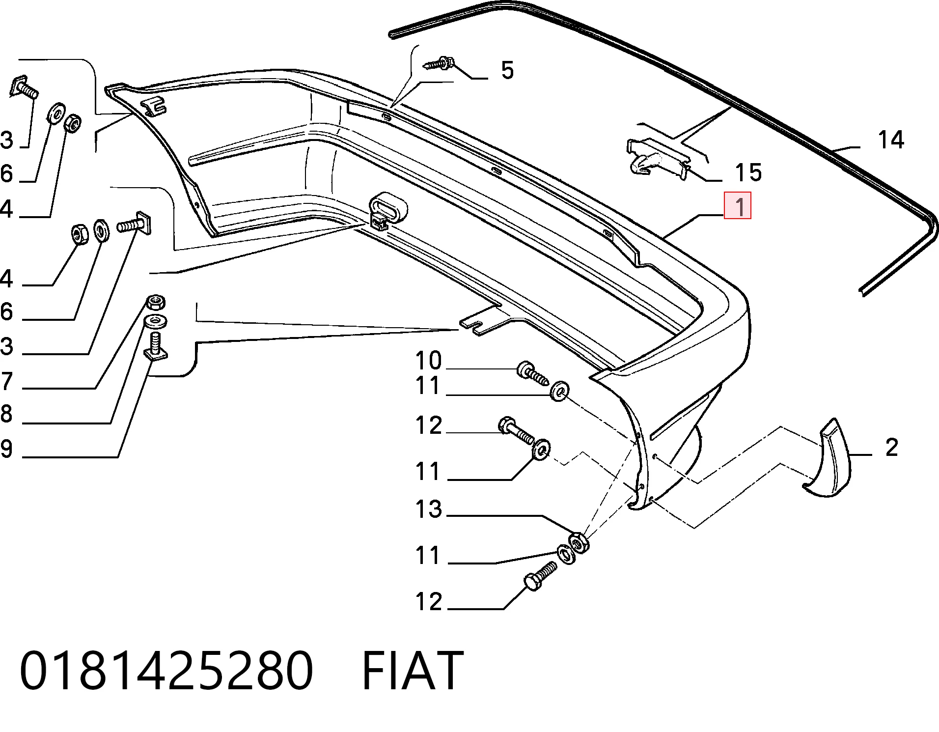 Бампер задний Fiat Uno хэтчбек (146A) (1983 - 1996) цена, от 38.17 USD