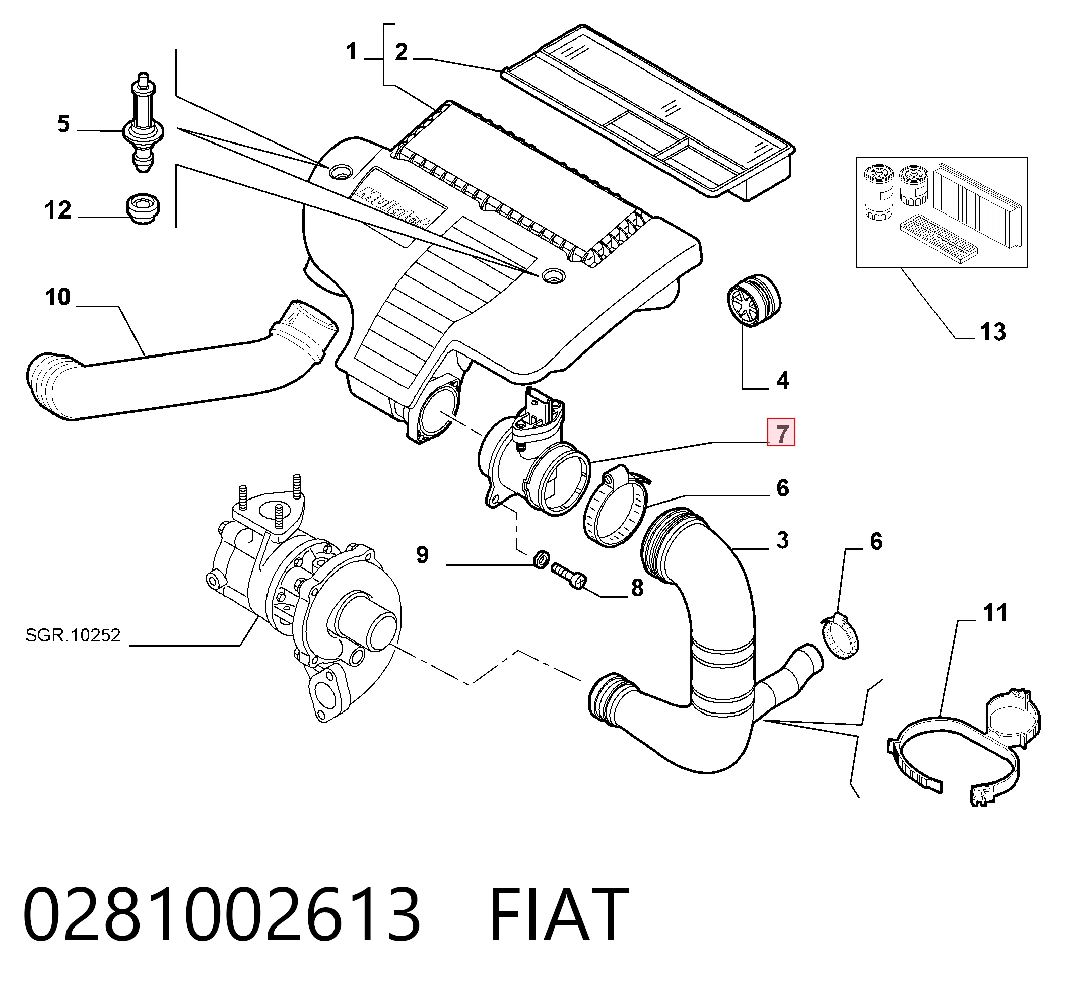 0281002613 Fiat/Alfa/Lancia Датчик расхода воздуха