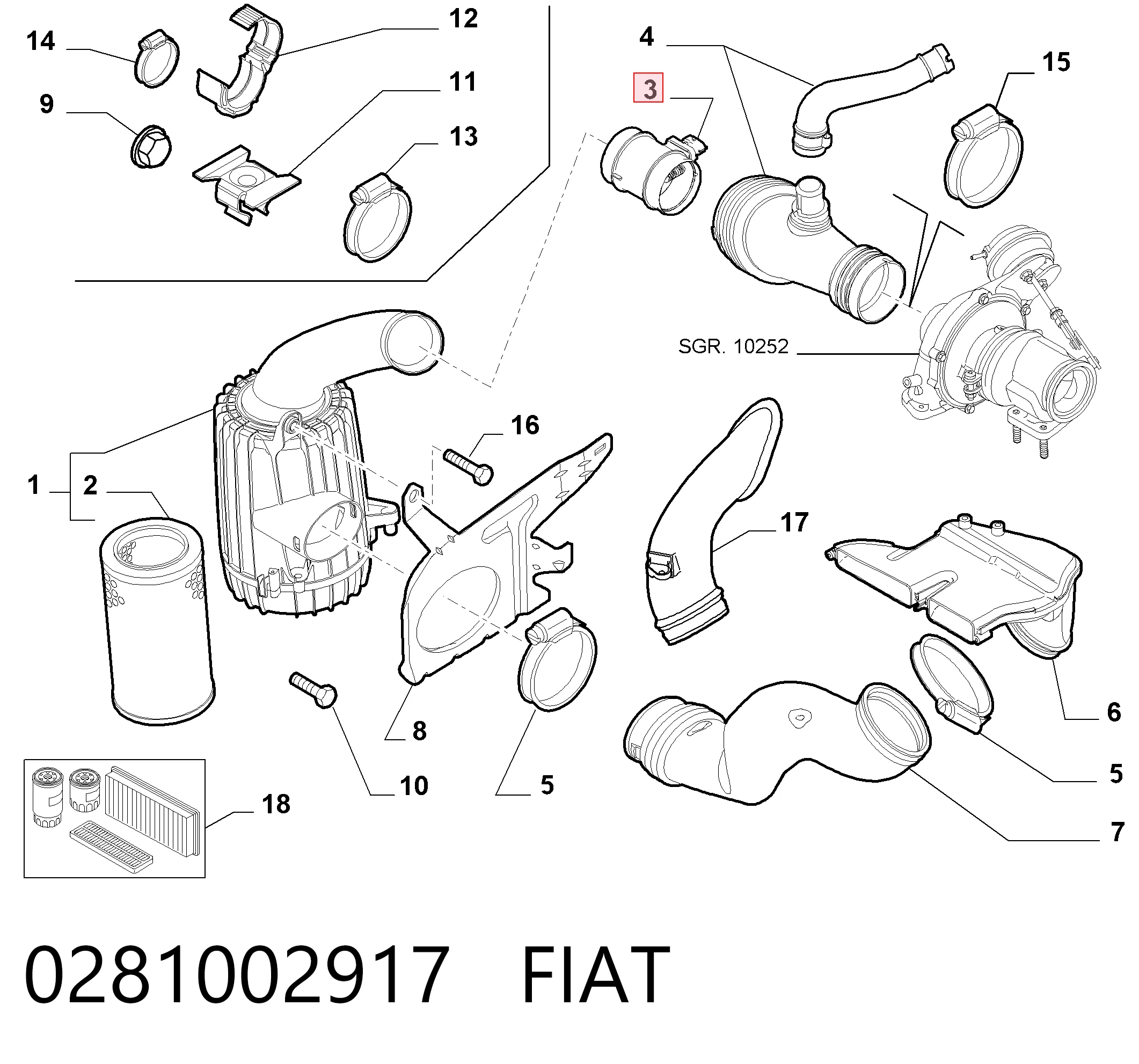 0281002917 Fiat/Alfa/Lancia Датчик расхода воздуха