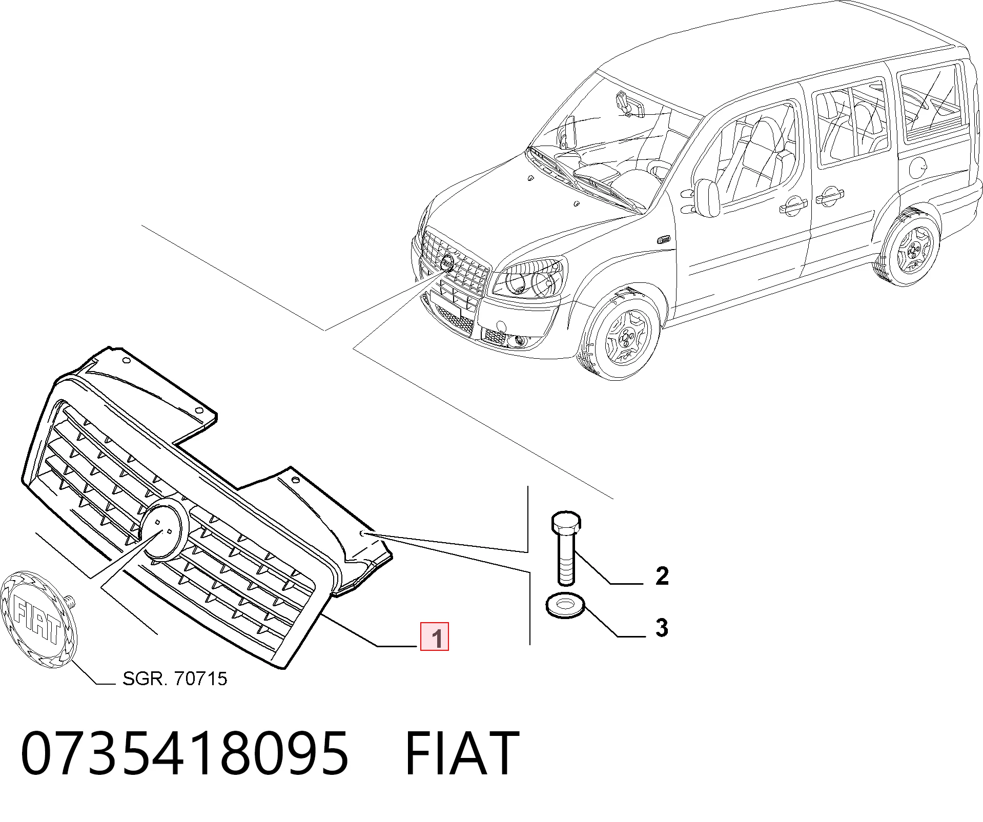Решетка радиатора на Fiat Doblo I 119