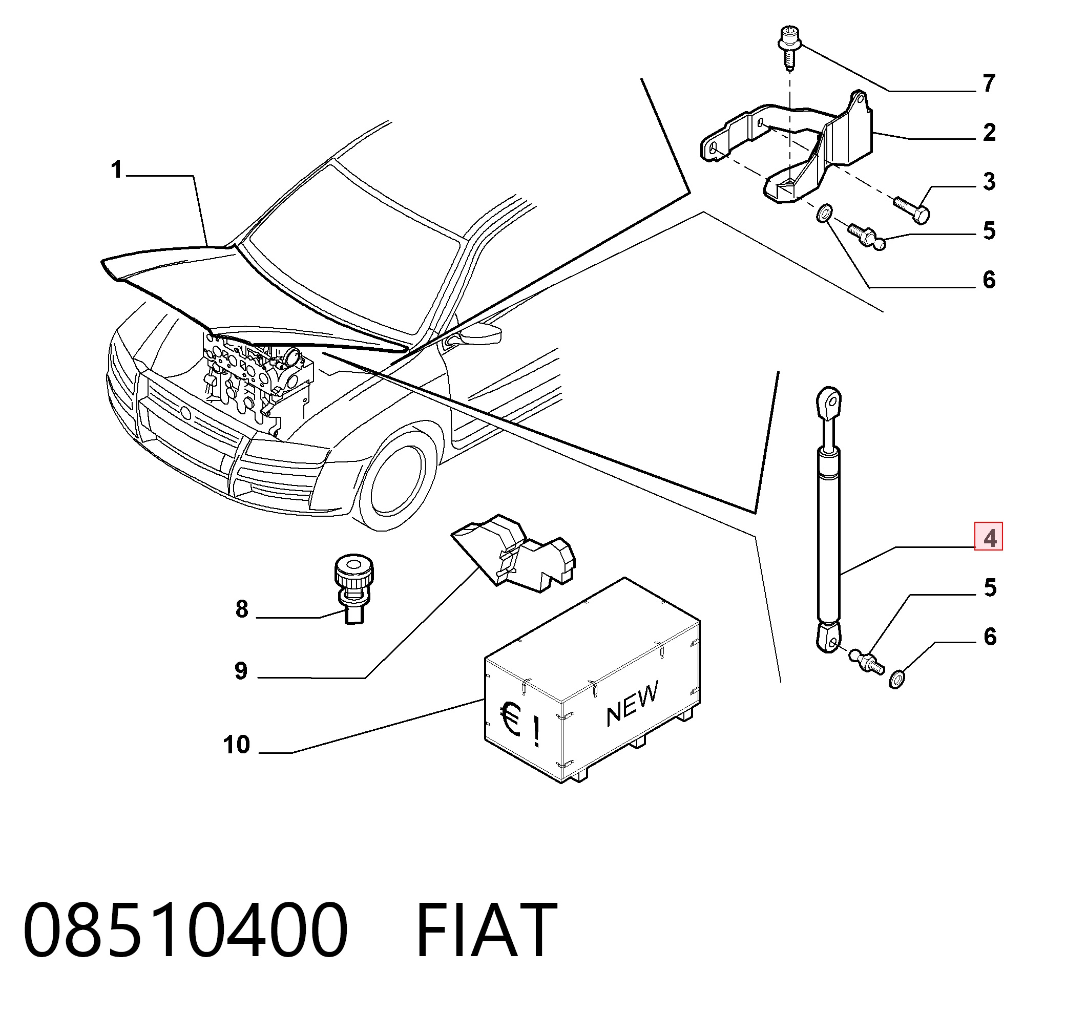  Амортизатор капота Volkswagen Golf 2