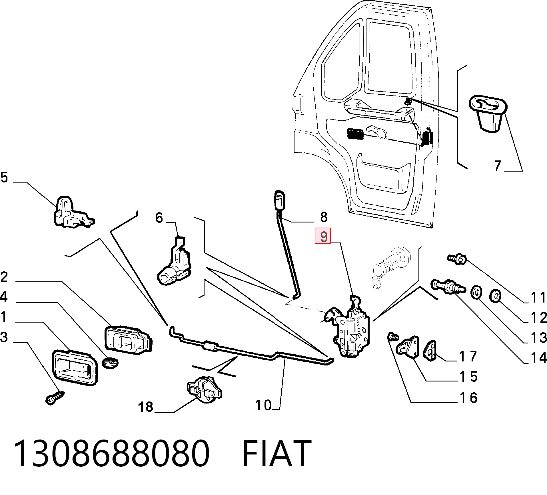 Внутренний дверной замок на Fiat Ducato II 230L