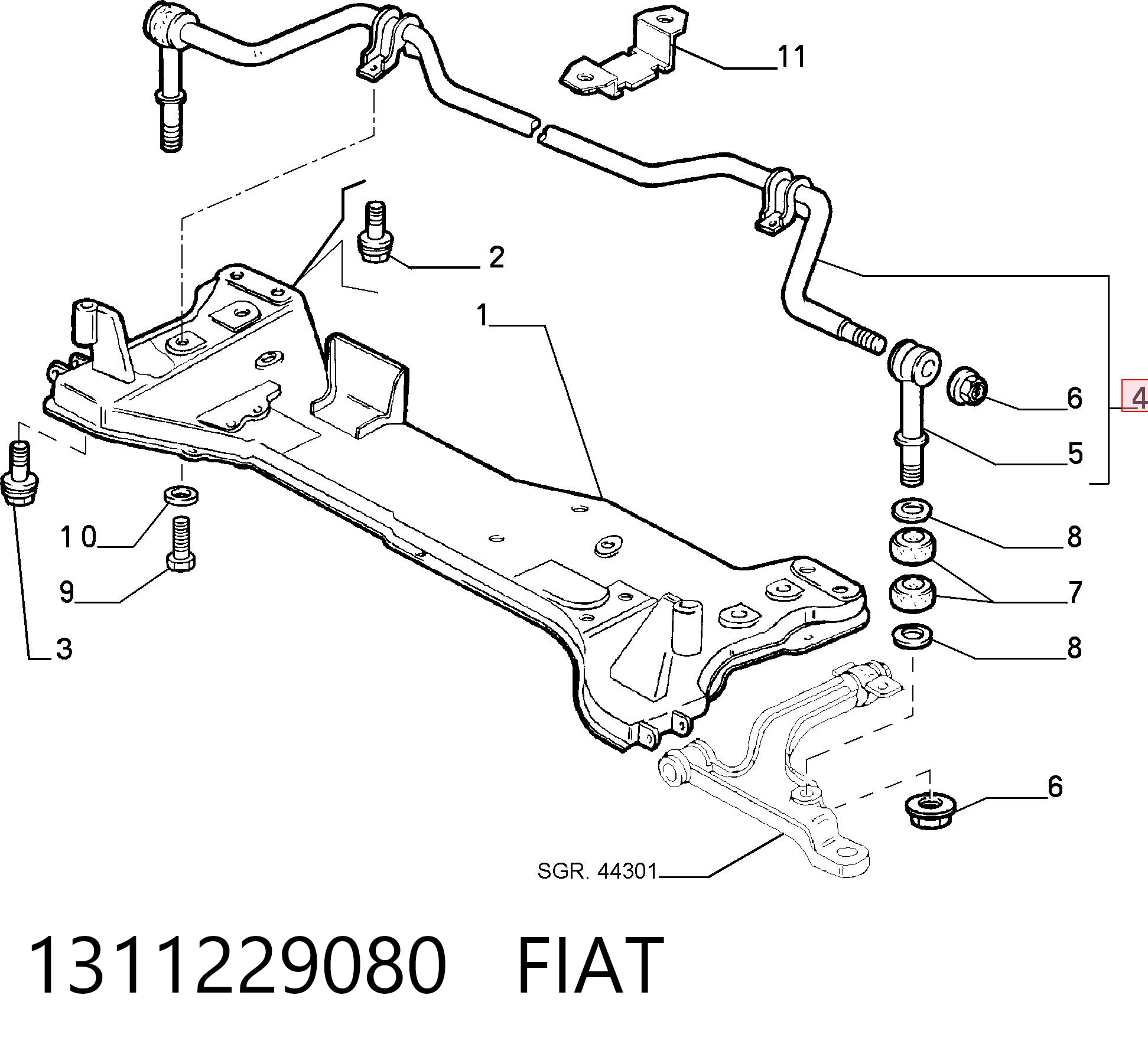1311229080 Fiat/Alfa/Lancia Стабилизатор передней устойчивости