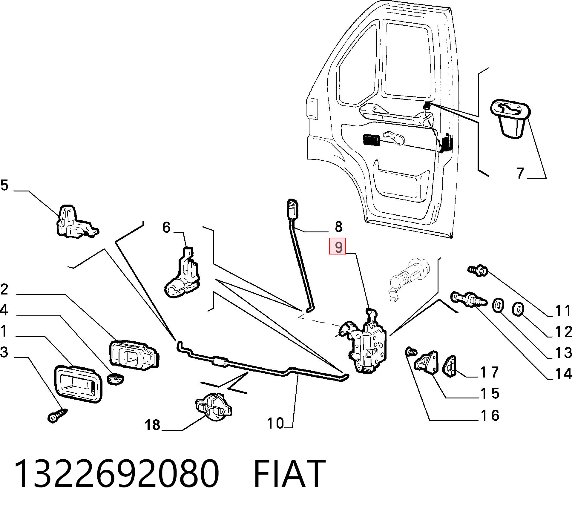 Дверной замок передний правый Fiat Ducato II фургон (230L) (1994 - 2002) цена, от 14.87 USD