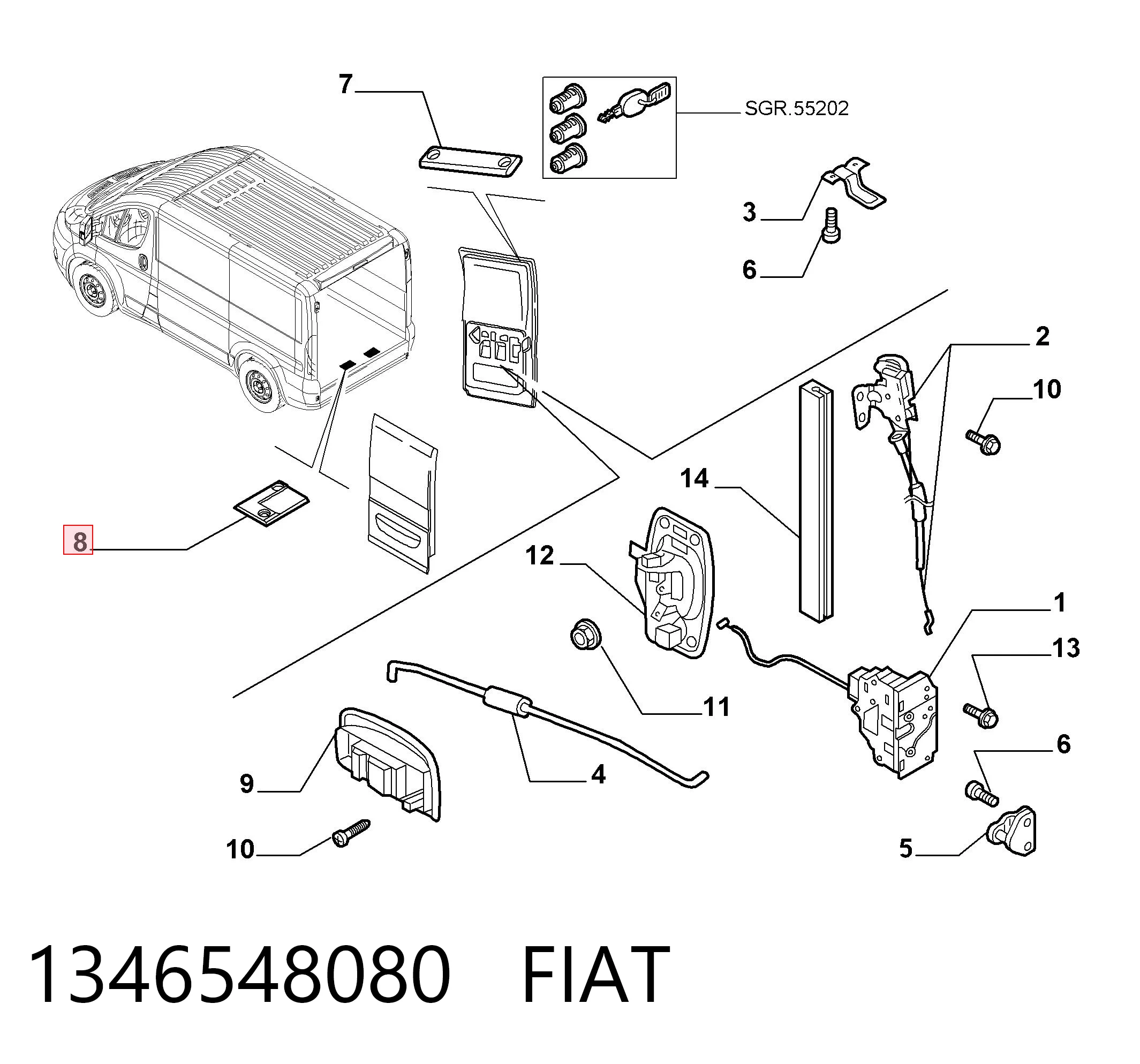 1346548080 Fiat/Alfa/Lancia Ограничитель двери, задний