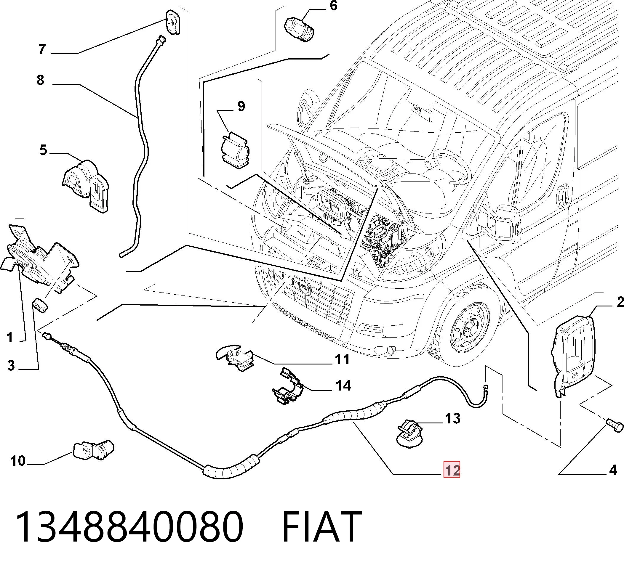Трос открытия капота на Peugeot Boxer II 244
