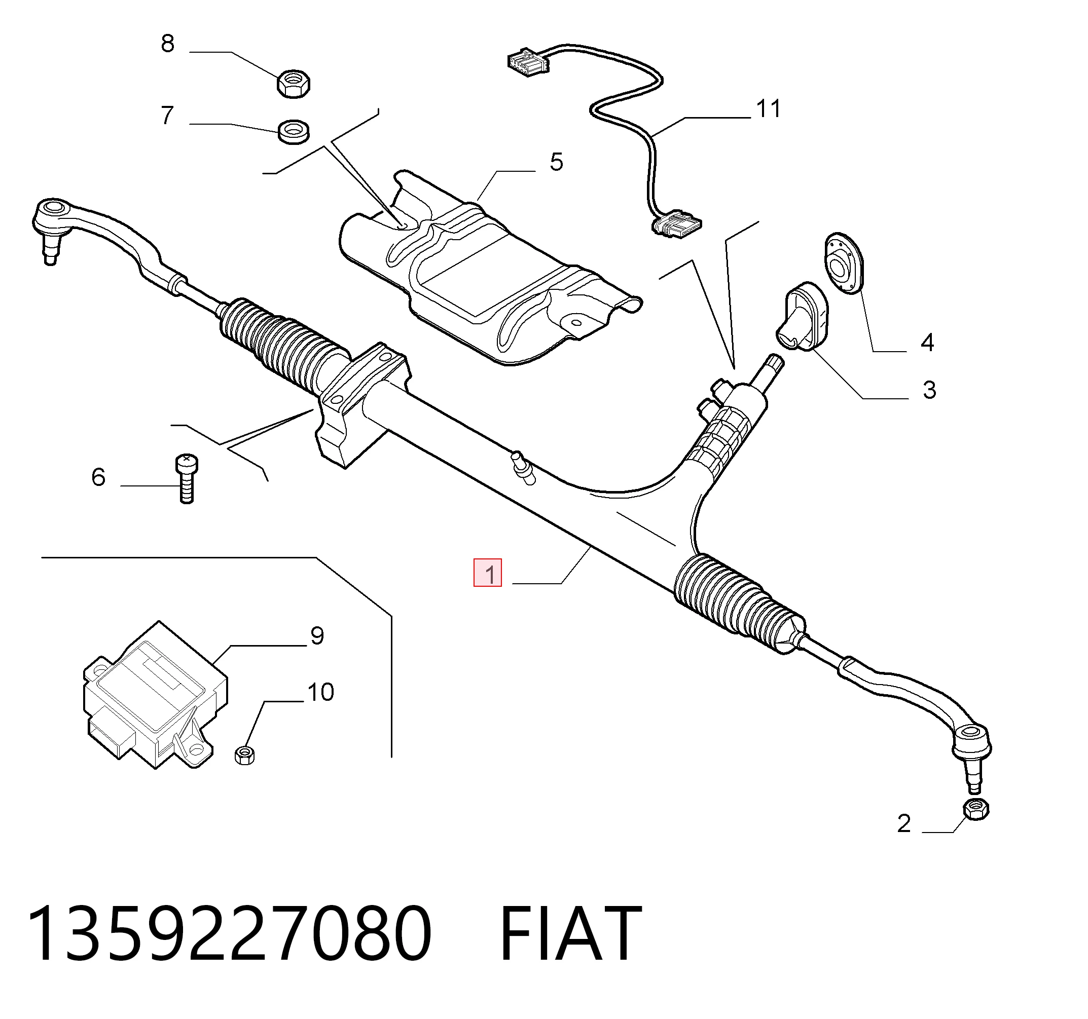 Рейка рулевая FIAT 1359227080