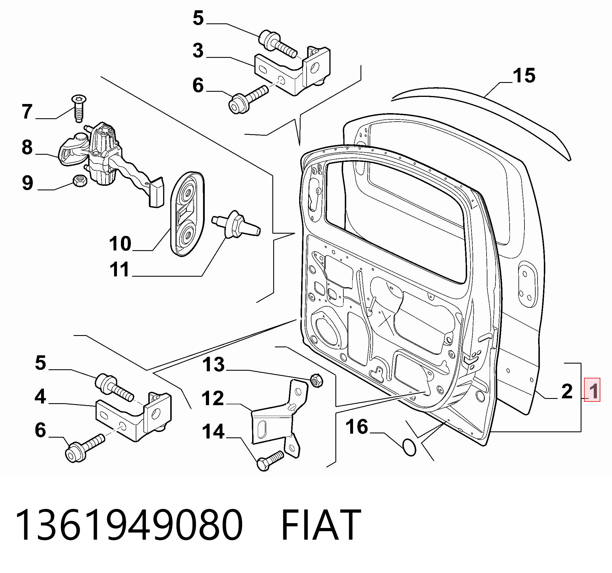 Водительская дверь на Peugeot Bipper  225L
