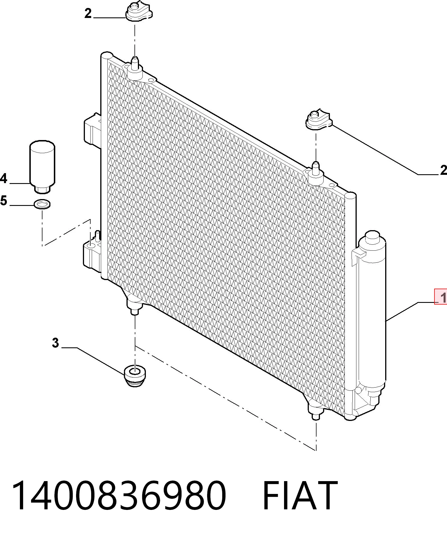 Радиатор кондиционера FIAT 1400836980