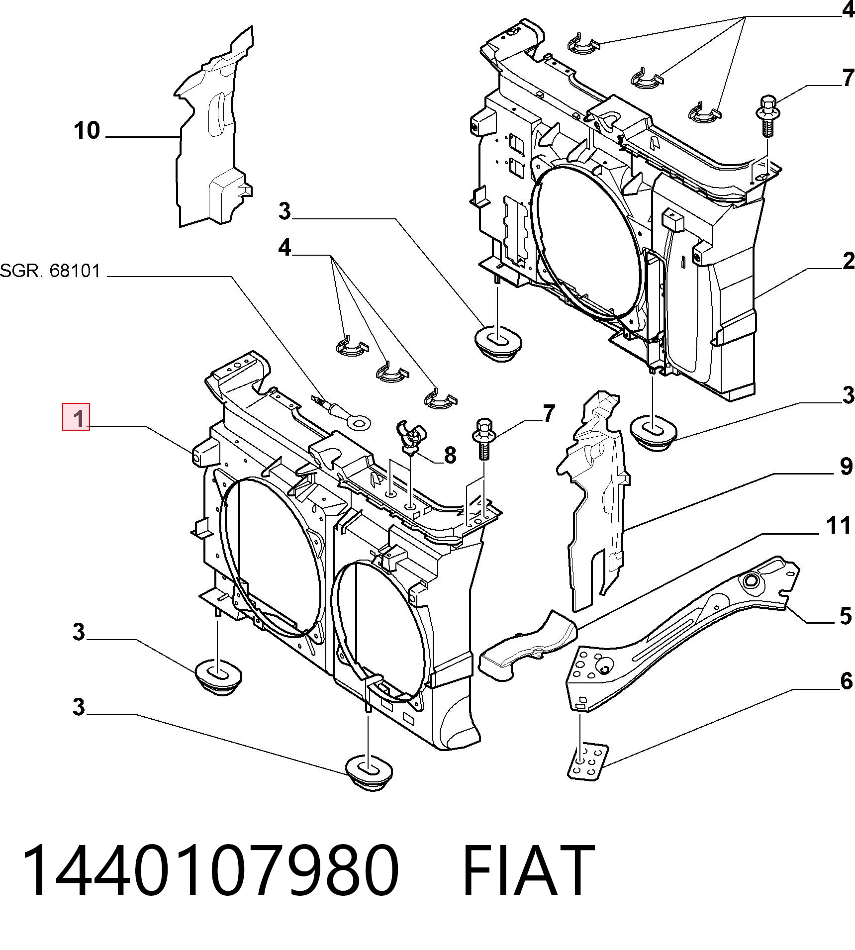 1497799080 Renault (RVI) Рамка вентилятора