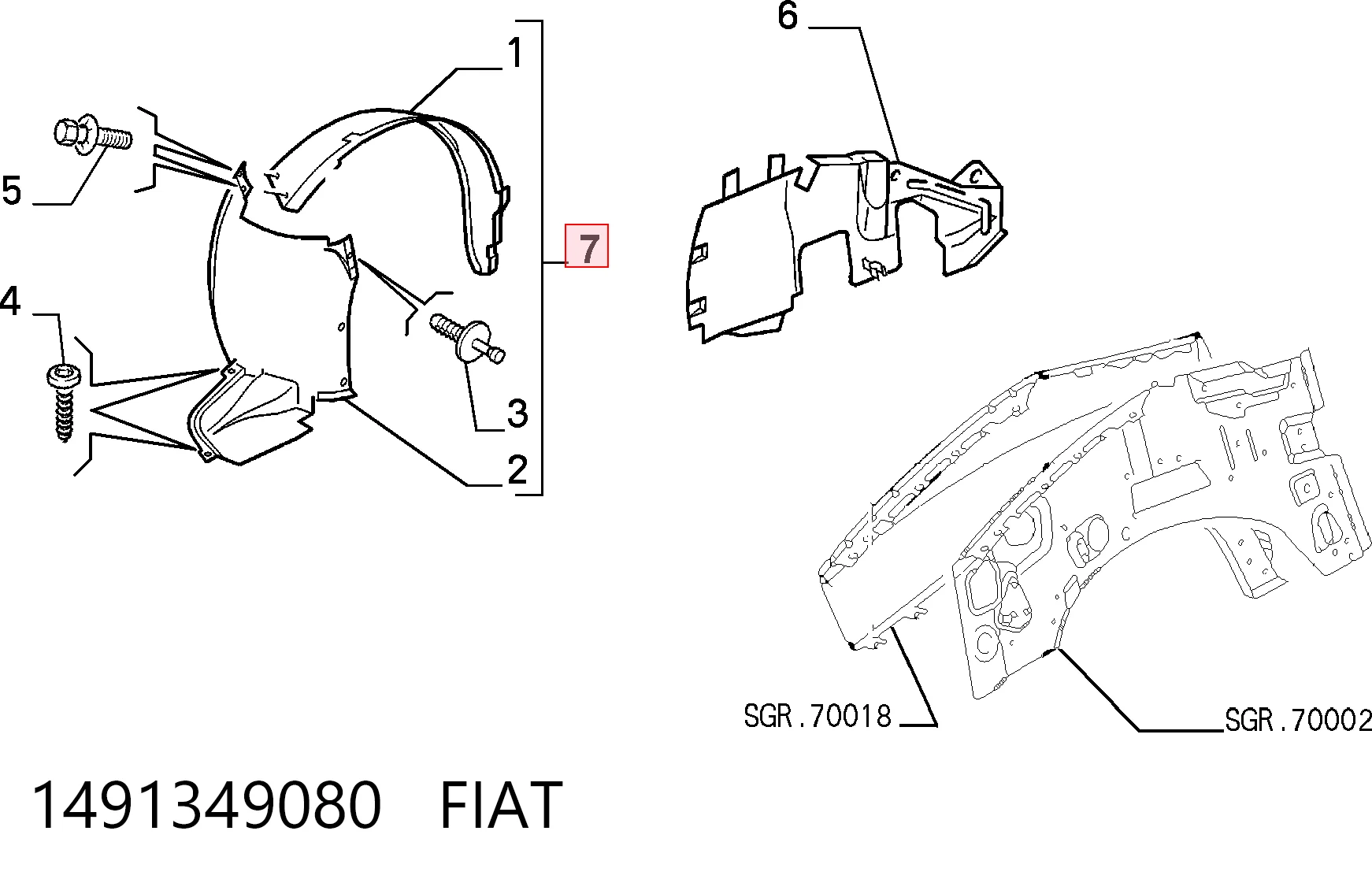 Подкрыльник переднего крыла, правый на Fiat Scudo COMBINATO 220P