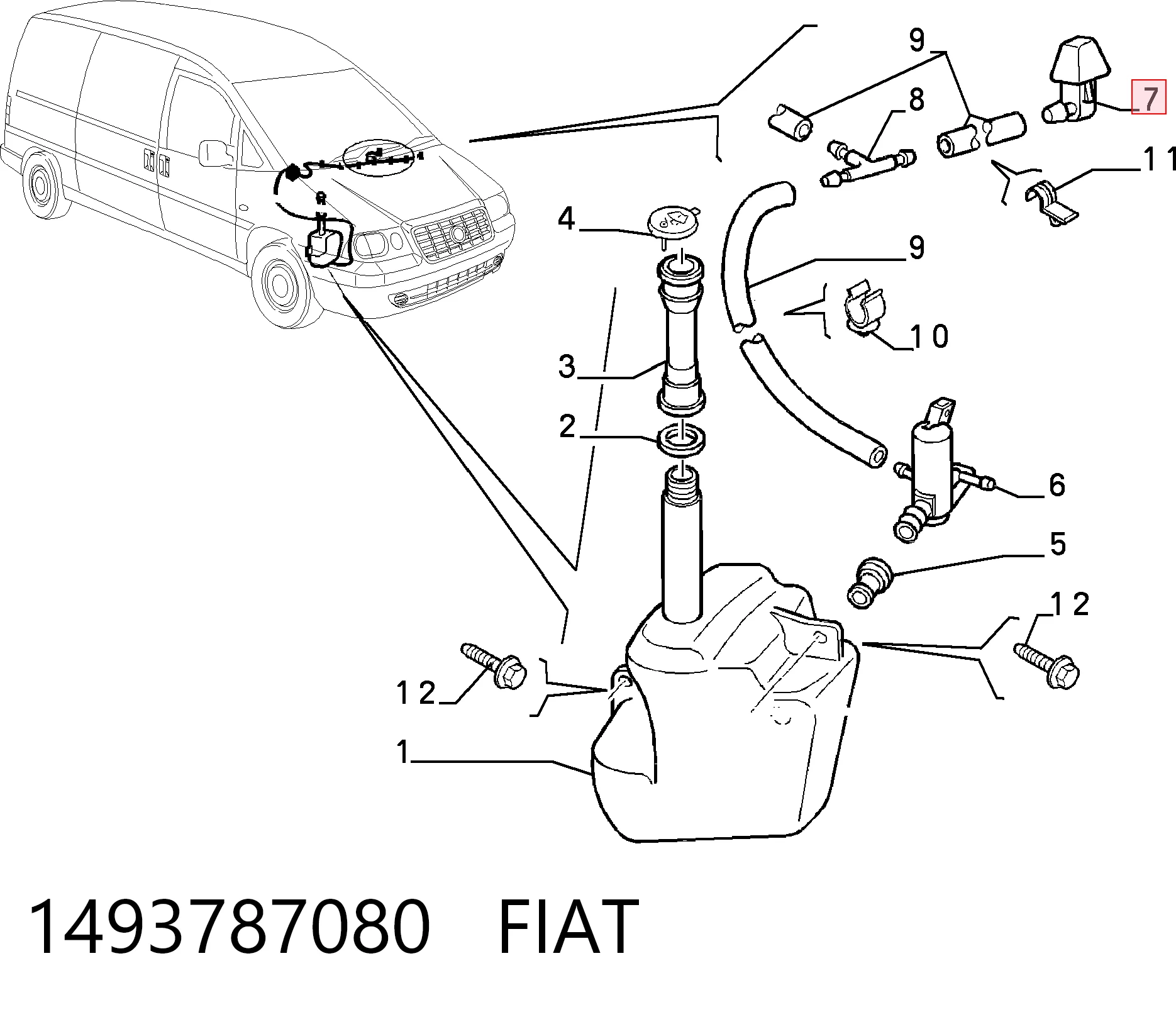 Форсунка омывателя лобового стекла Fiat Scudo 220P