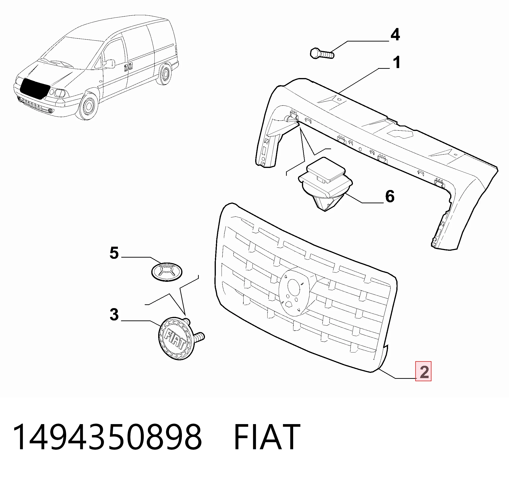 Купить Решетка радиатора Фиат Скудо COMBINATO 220P