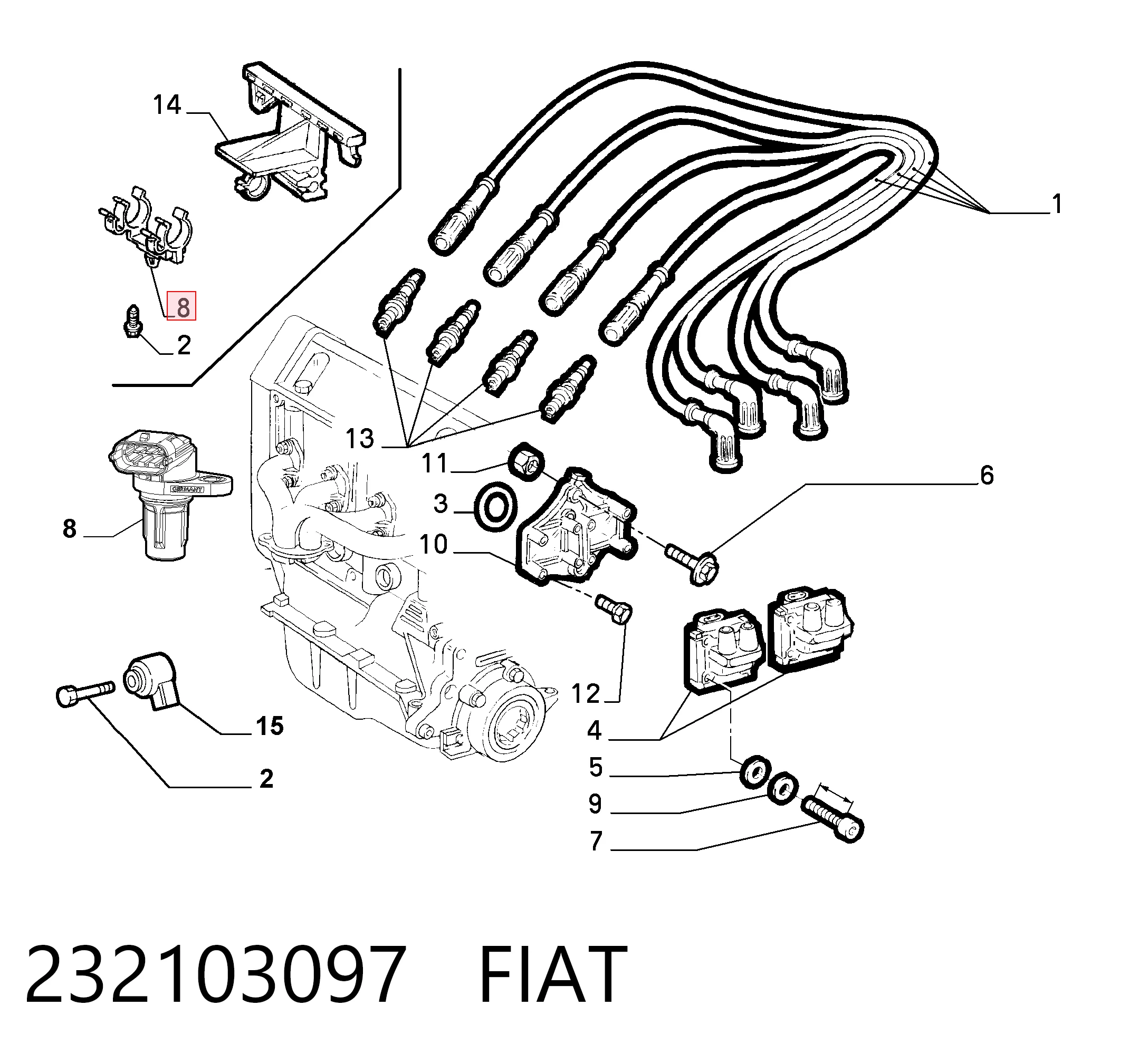 232103097 Fiat/Alfa/Lancia Датчик распределительного вала