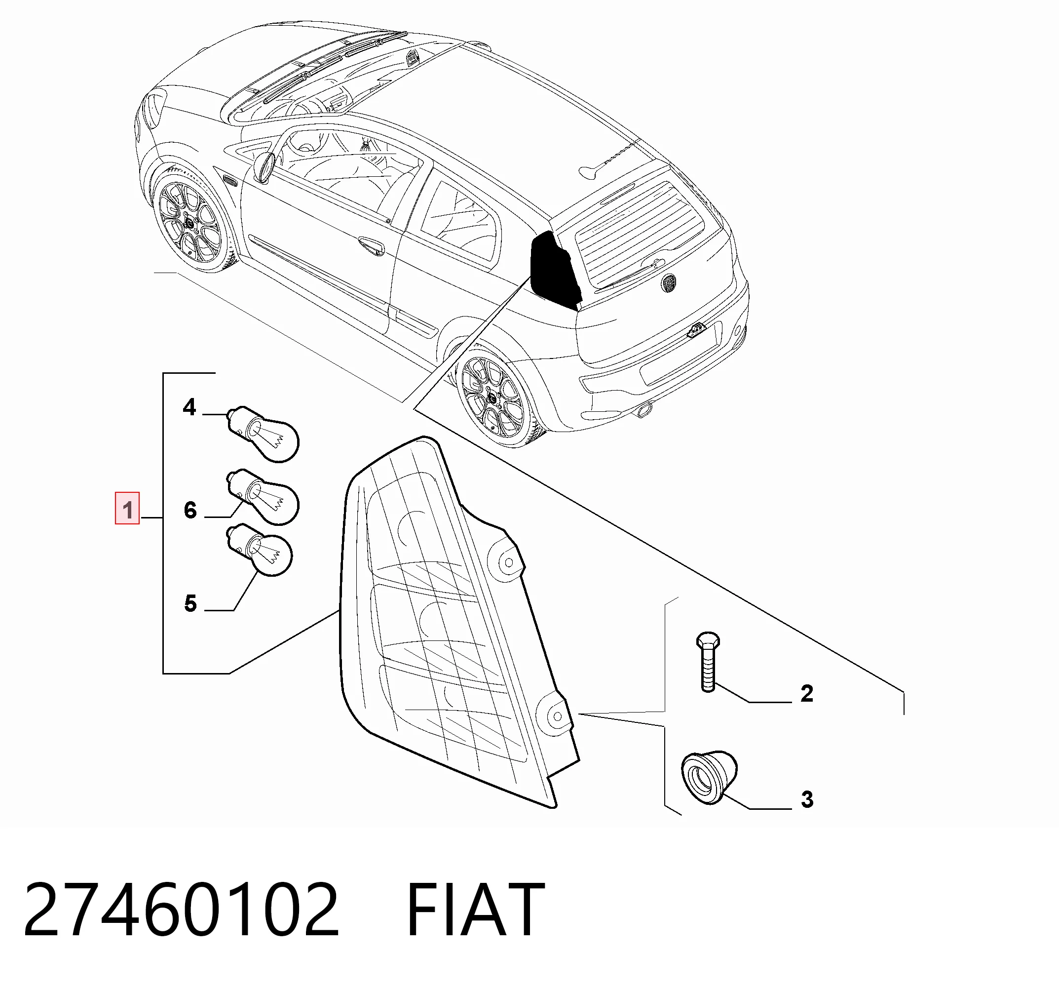  Фонарь задний левый Fiat Punto 