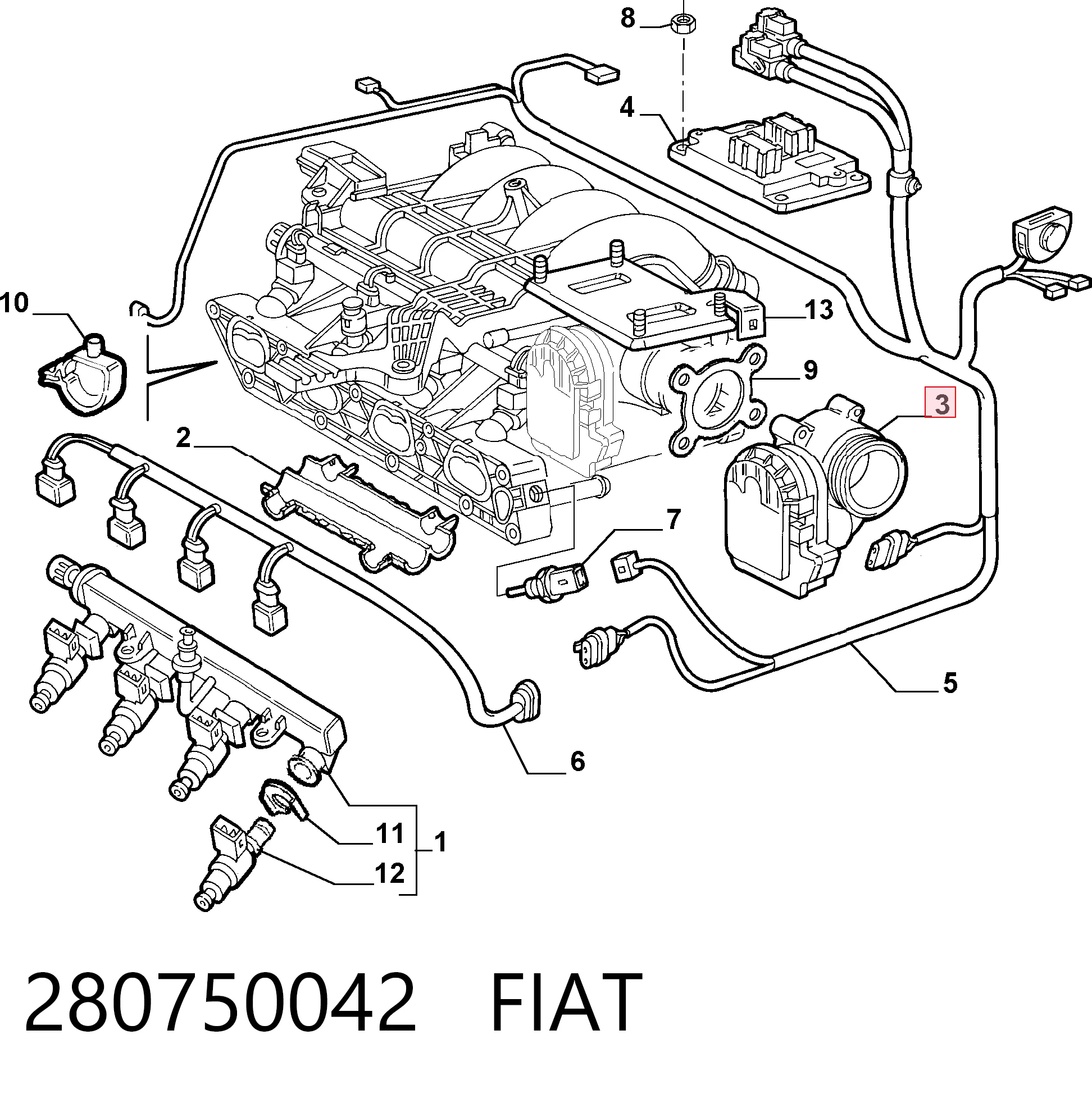 280750042 Fiat/Alfa/Lancia Дроссельная заслонка
