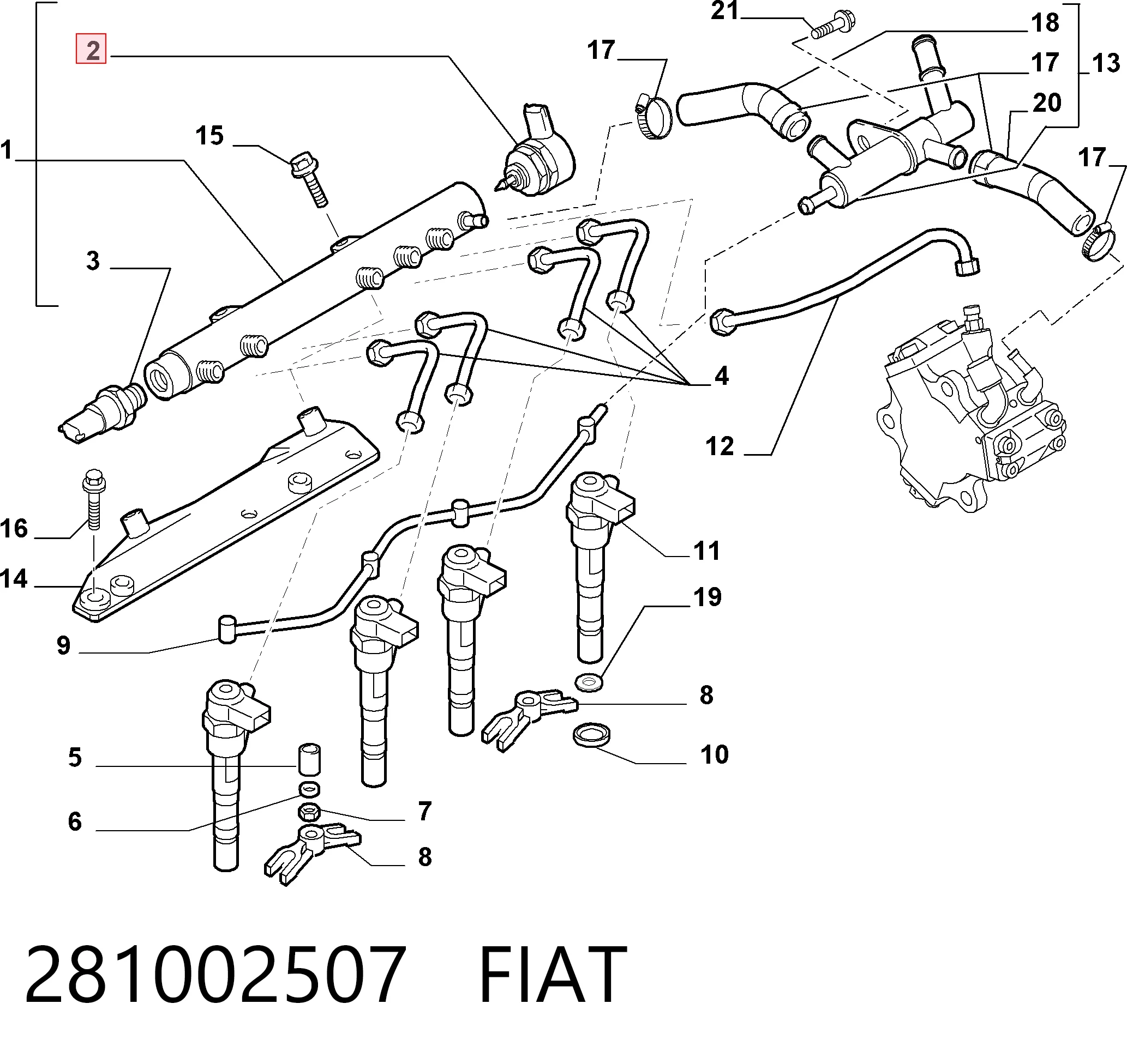 281002507 Fiat/Alfa/Lancia Регулятор давления в топливной рейке