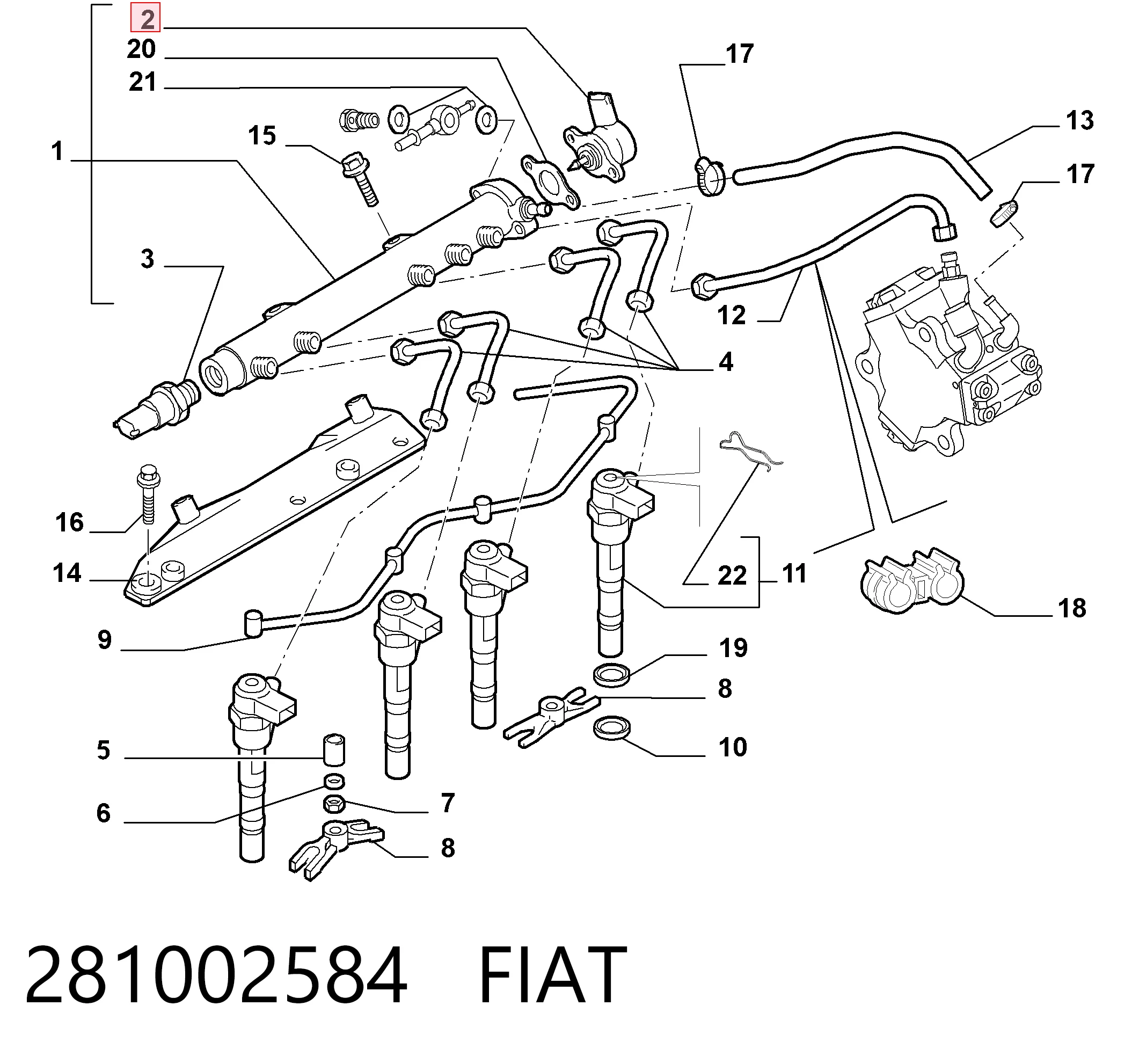 281002584 Fiat/Alfa/Lancia Регулятор давления в топливной рейке