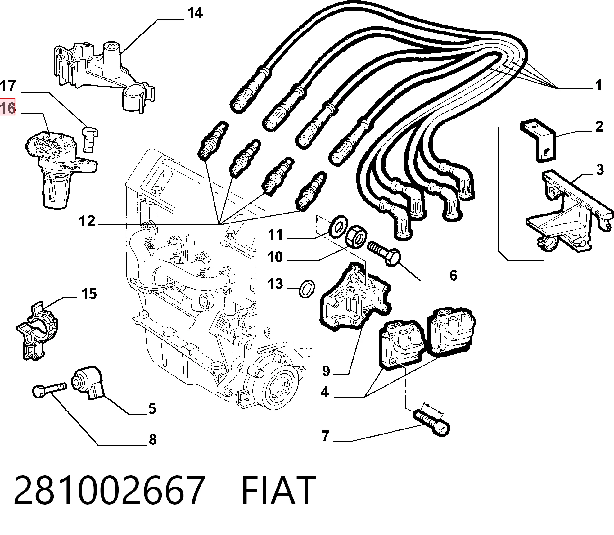 281002667 Fiat/Alfa/Lancia Датчик распределительного вала