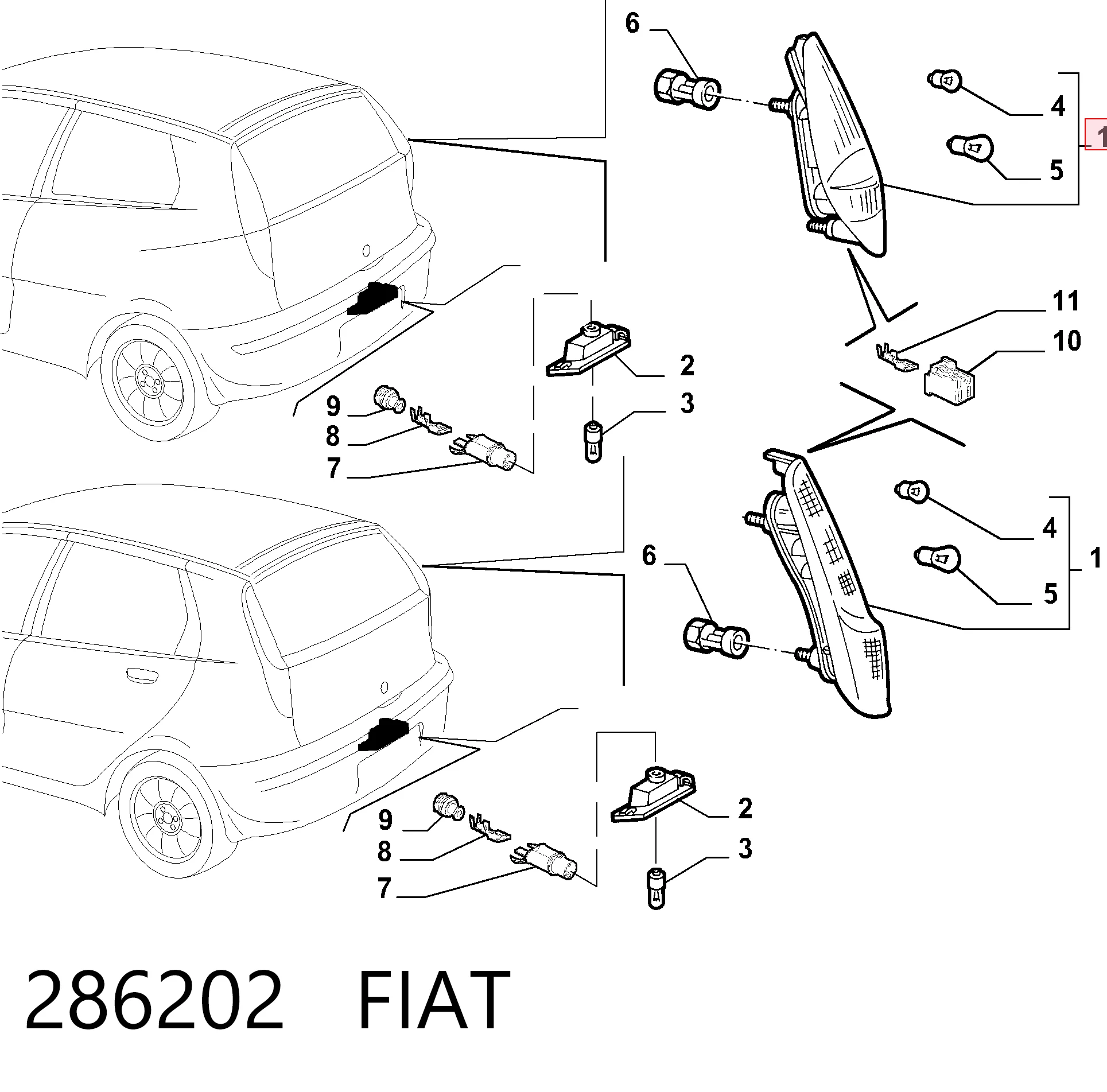 Фонари задние на Fiat Punto II 188