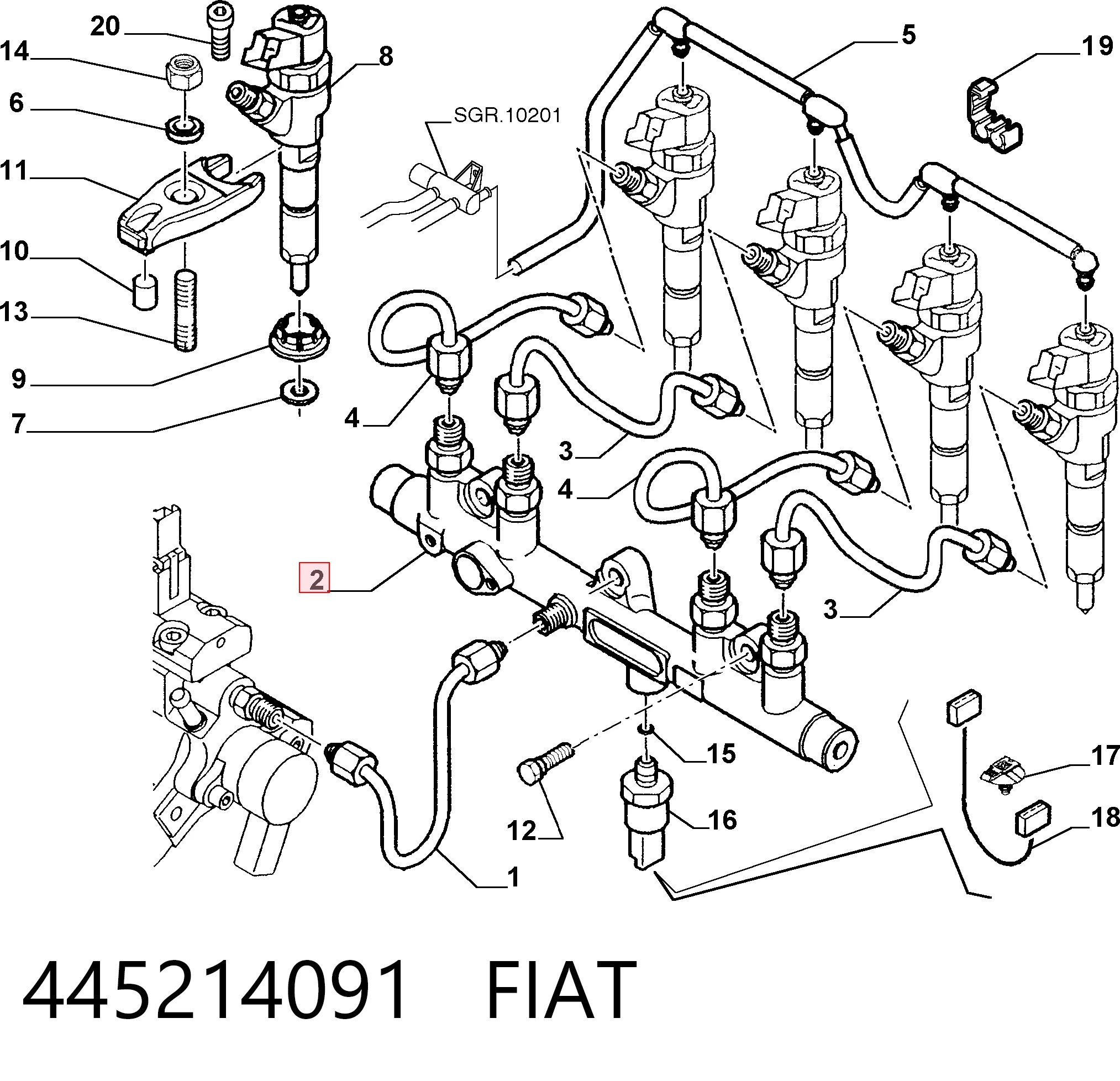 445214091 Bosch Распределитель топлива (рампа)