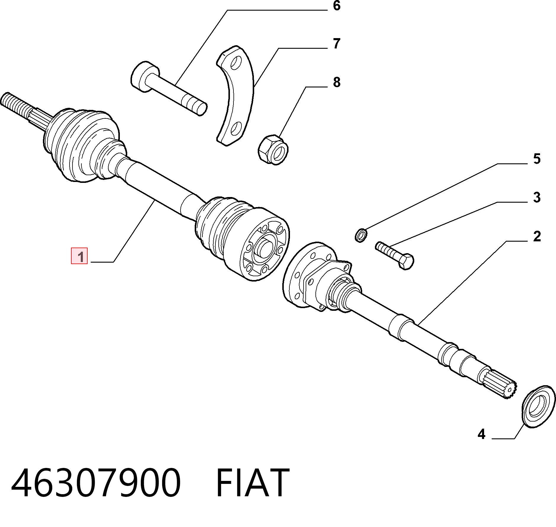 Полуось передняя левая на Fiat Stilo  192