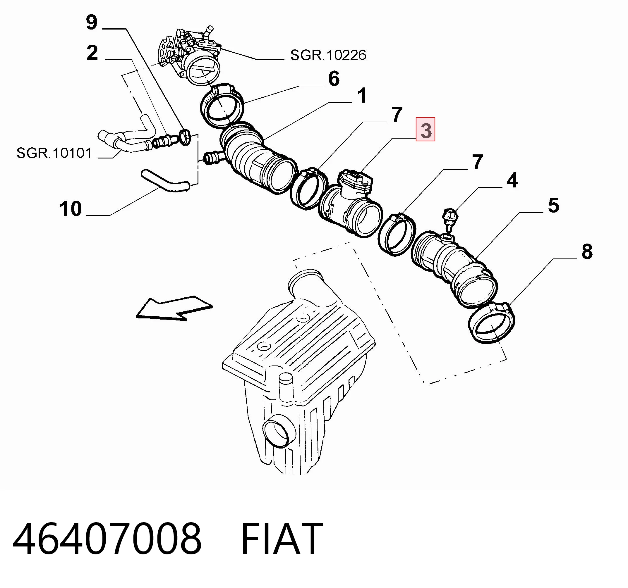 46407008 Fiat/Alfa/Lancia Датчик расхода воздуха