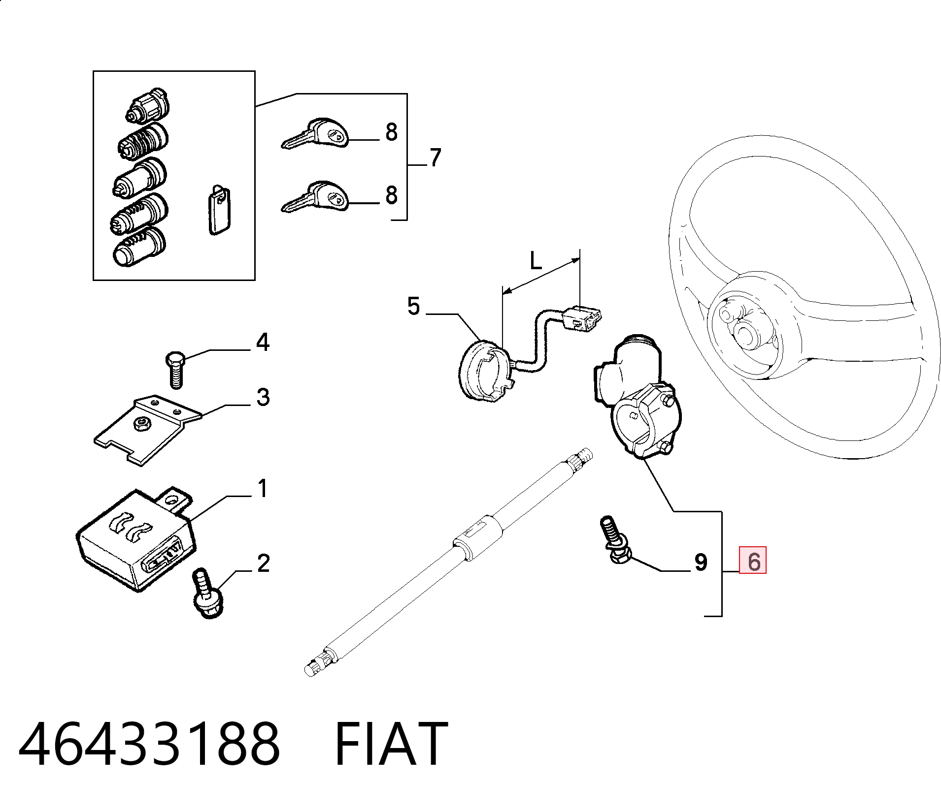 46433188 Fiat/Alfa/Lancia Замок зажигания